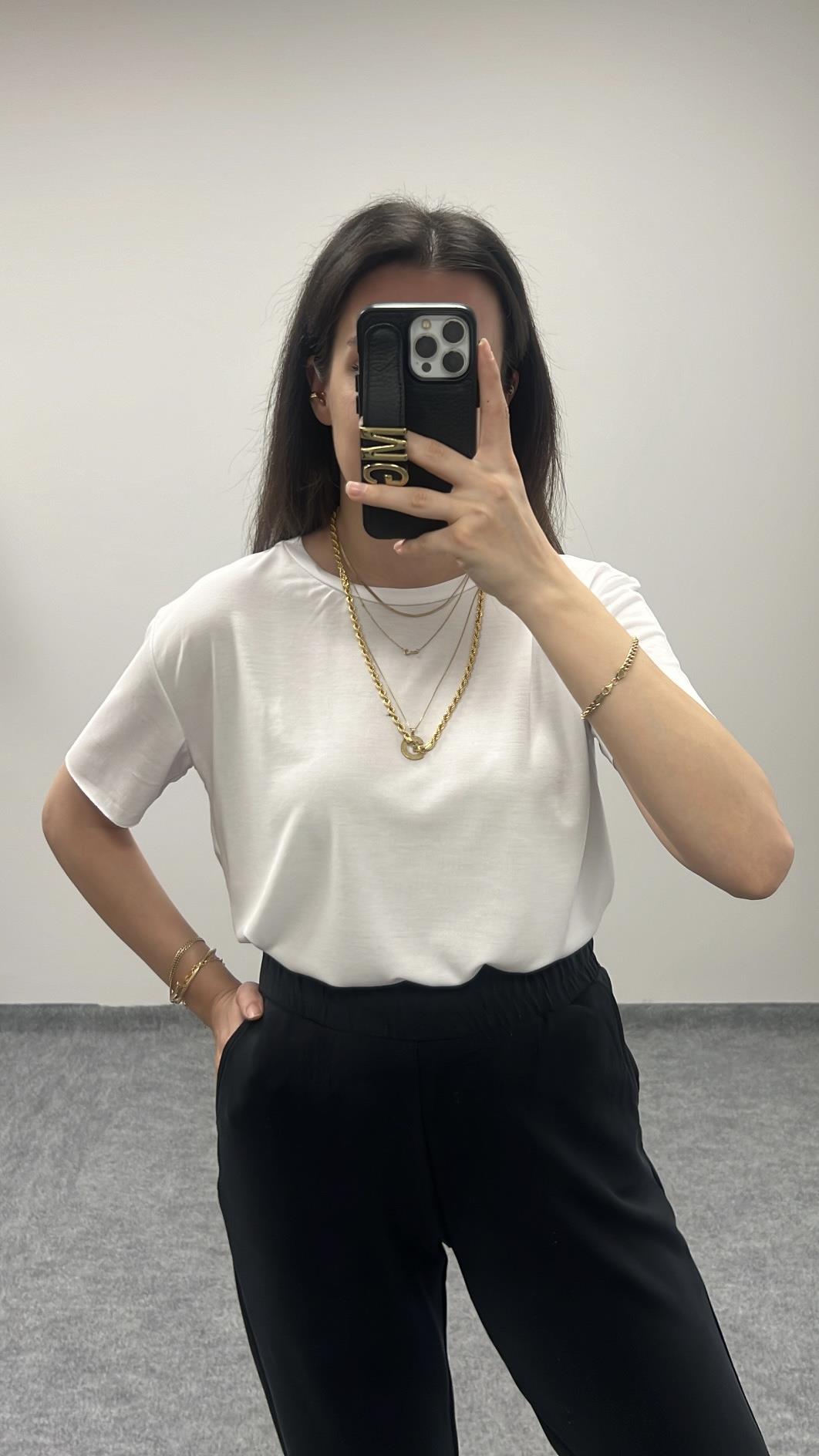 OYSH BEYAZ MODAL LAZER KESİM TİŞÖRT