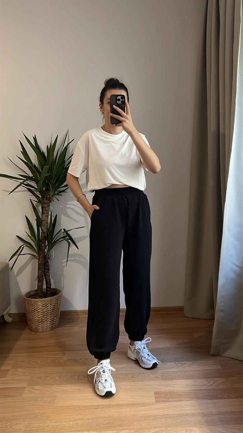 OYSH SİYAH KIŞLIK YUMUŞAK DOKULU JOGGER 