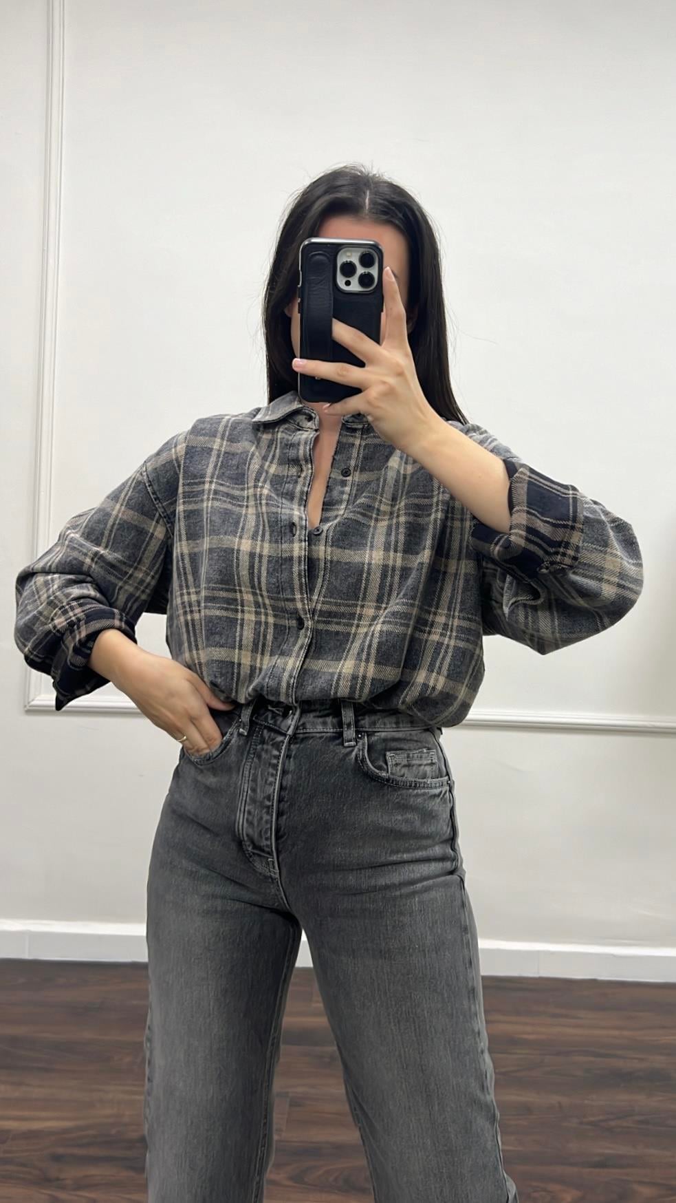 Pab Kahve/Siyah Kareli Ceket Gömlek