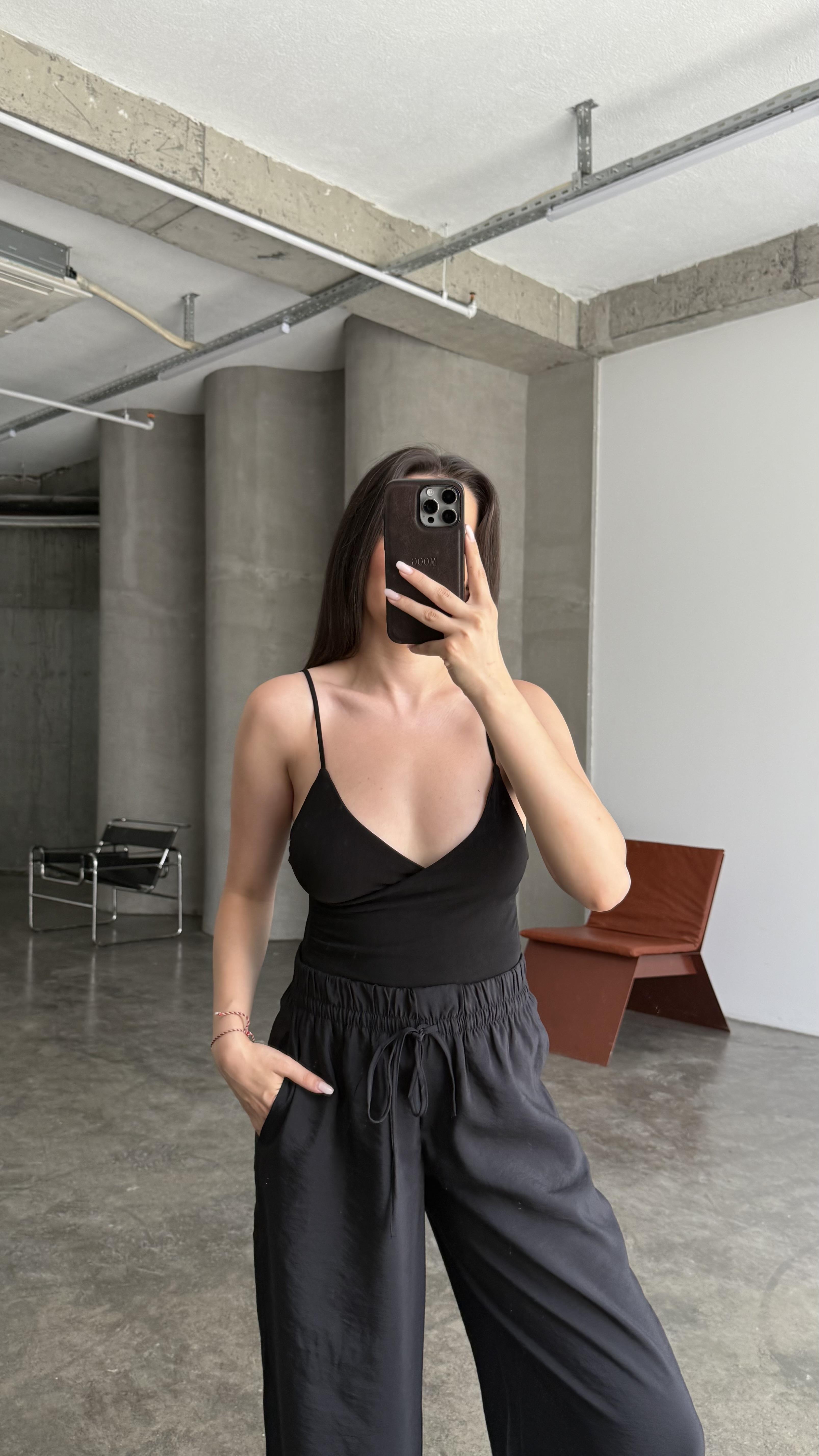 PB Kruvaze Siyah Bodysuit