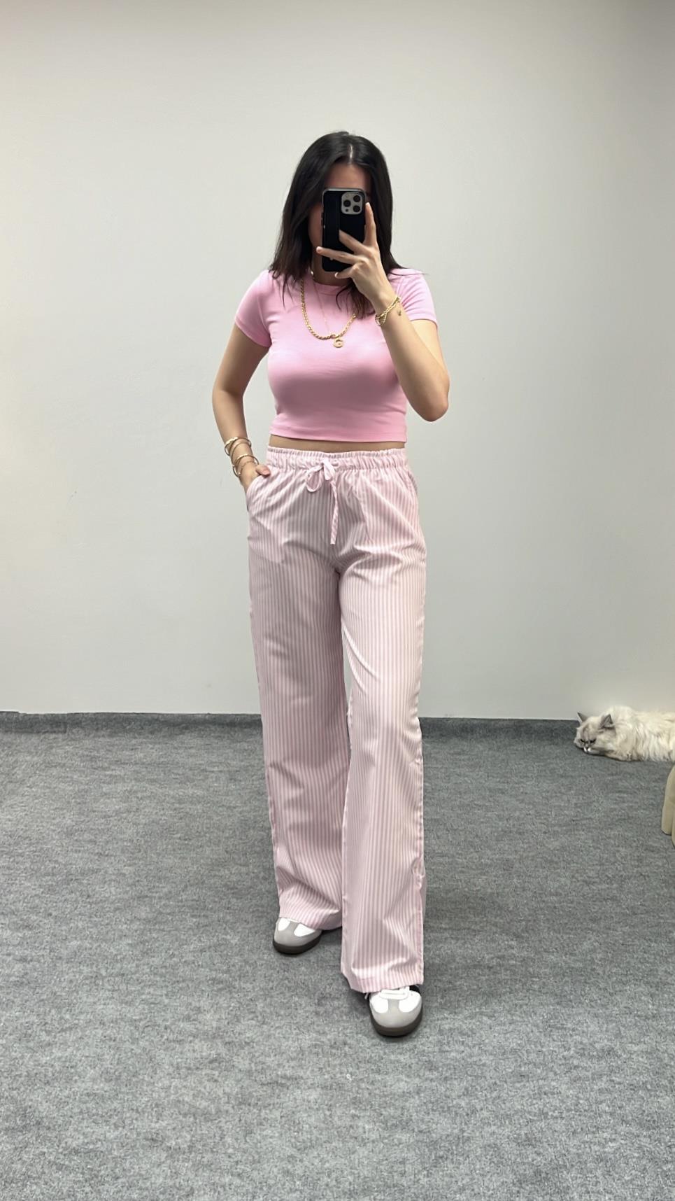 Pembe Pijama Tipi Pantolon