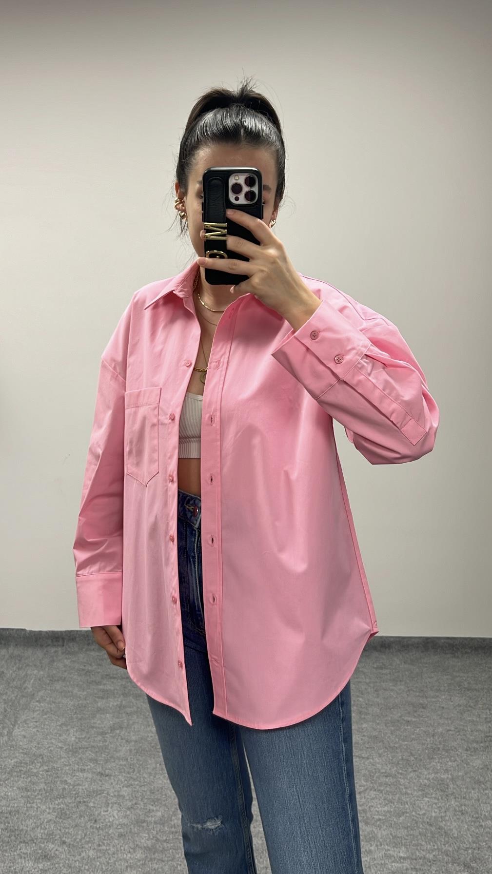 PEMBE POPLIN GÖMLEK