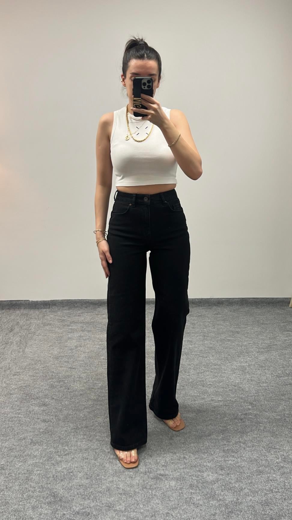 PICES SİYAH STRAIGHT JEAN