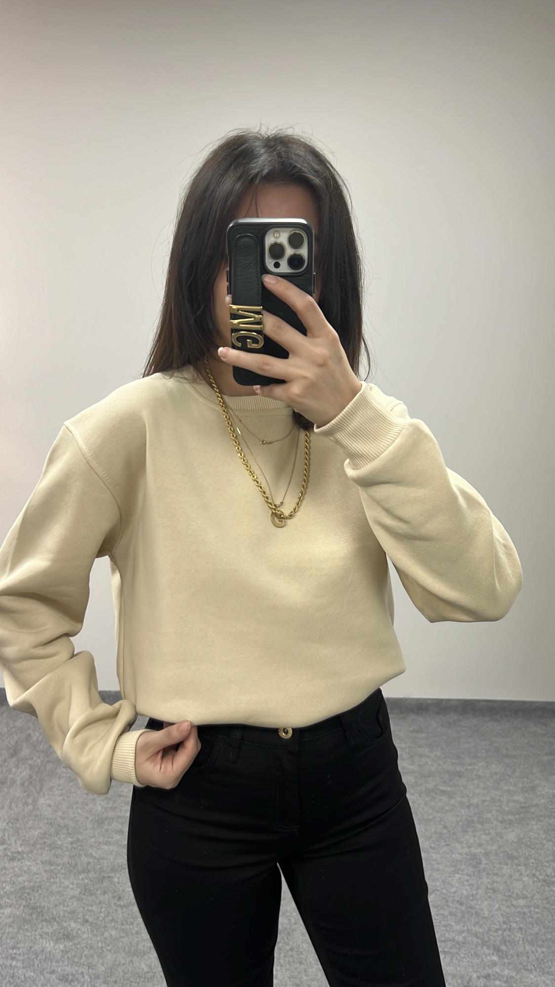 PRO EKRU  ŞARDONLU SWEATSHIRT