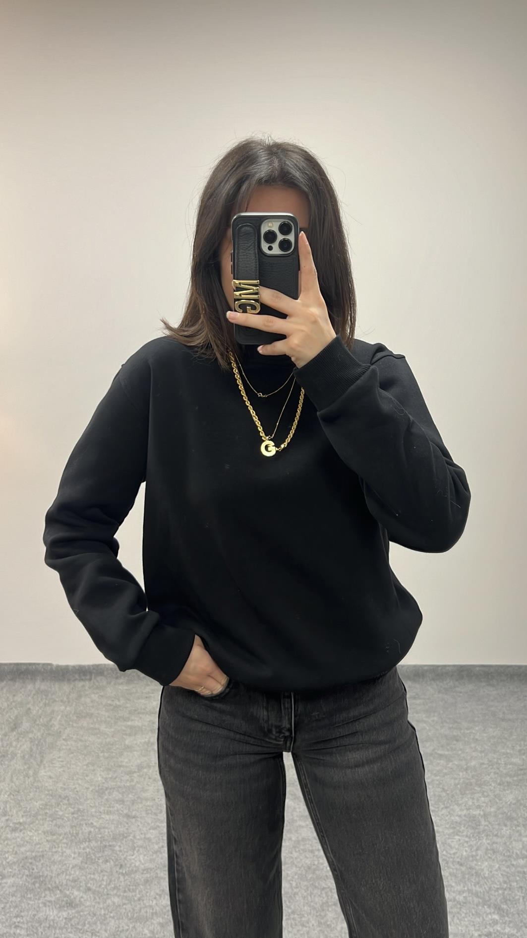 PRO SİYAH ŞARDONLU SWEATSHIRT