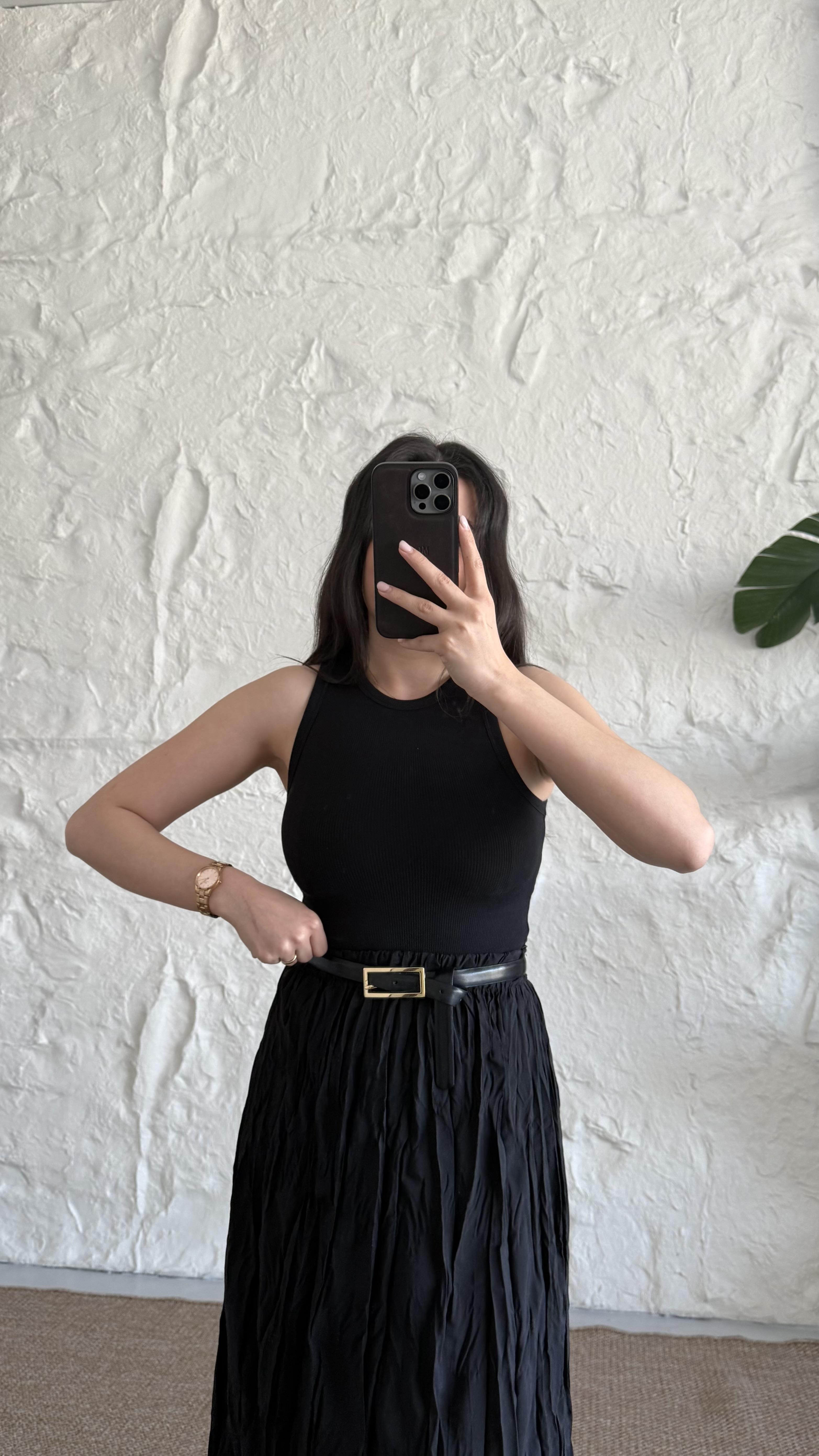 Pub Siyah Halter Yaka Fitilli Top