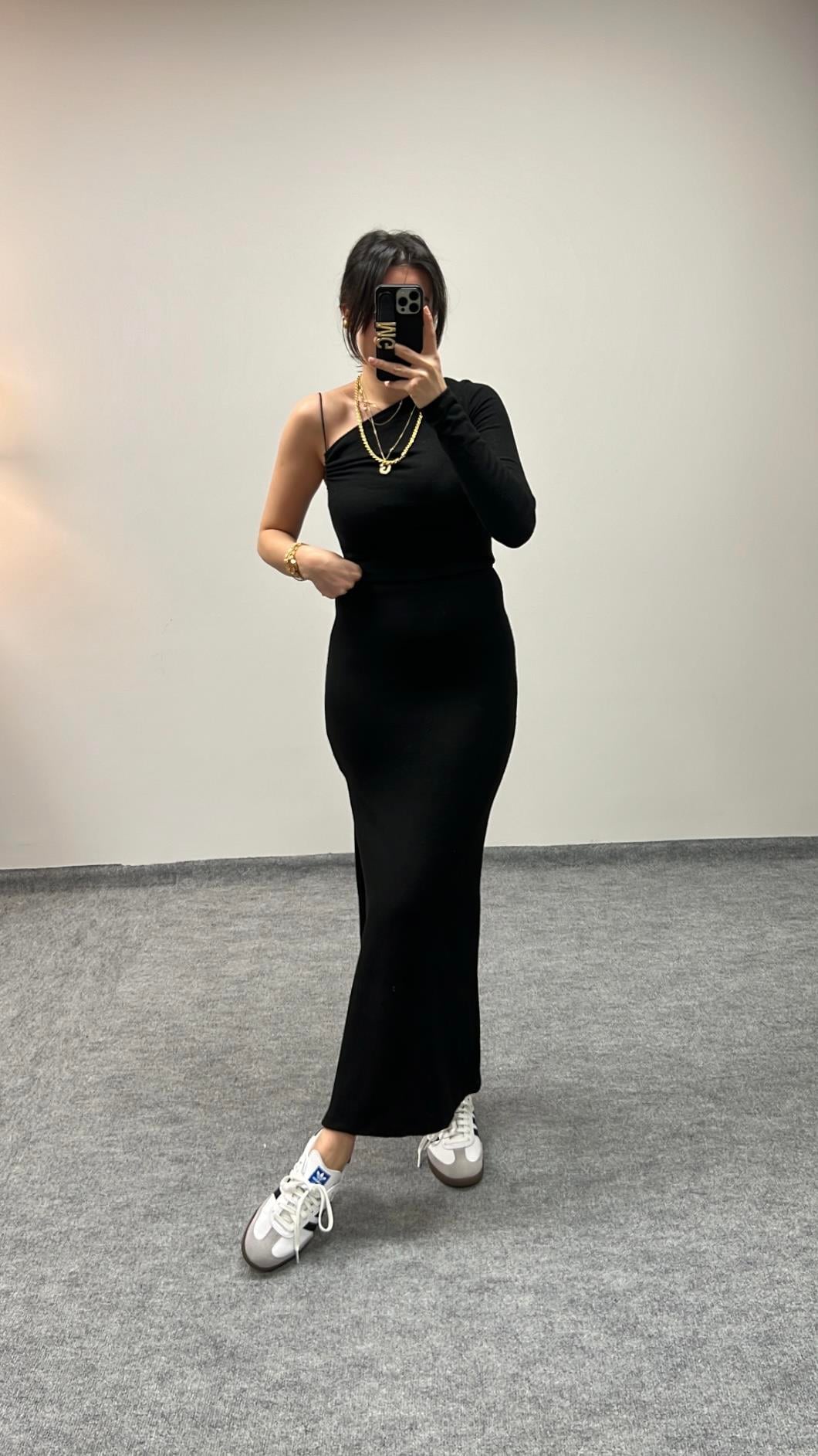 PUB SİYAH YIRTMAÇ DETAY ETEK 