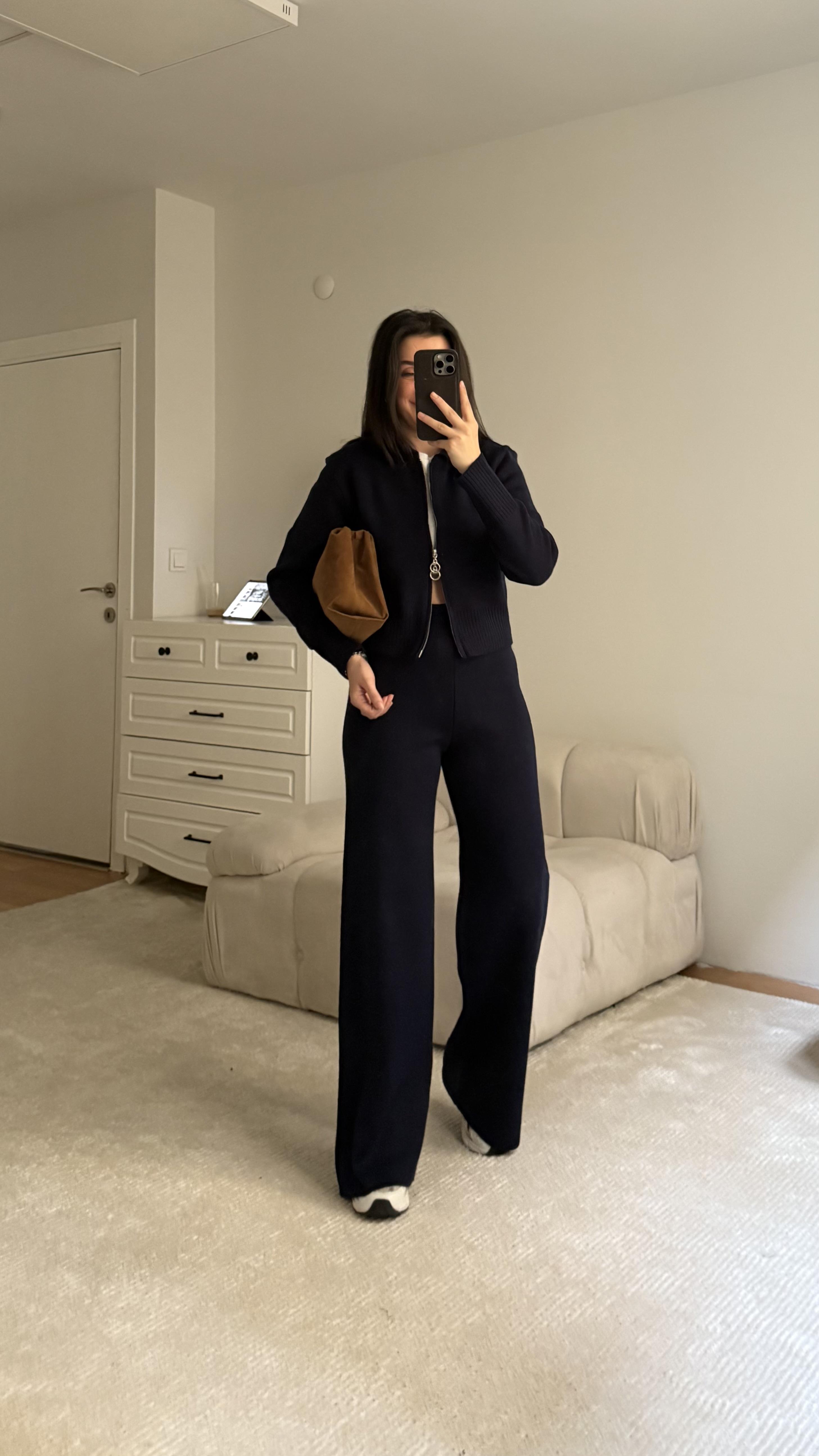 Rey Laci Çift fermuarlı Triko Takım