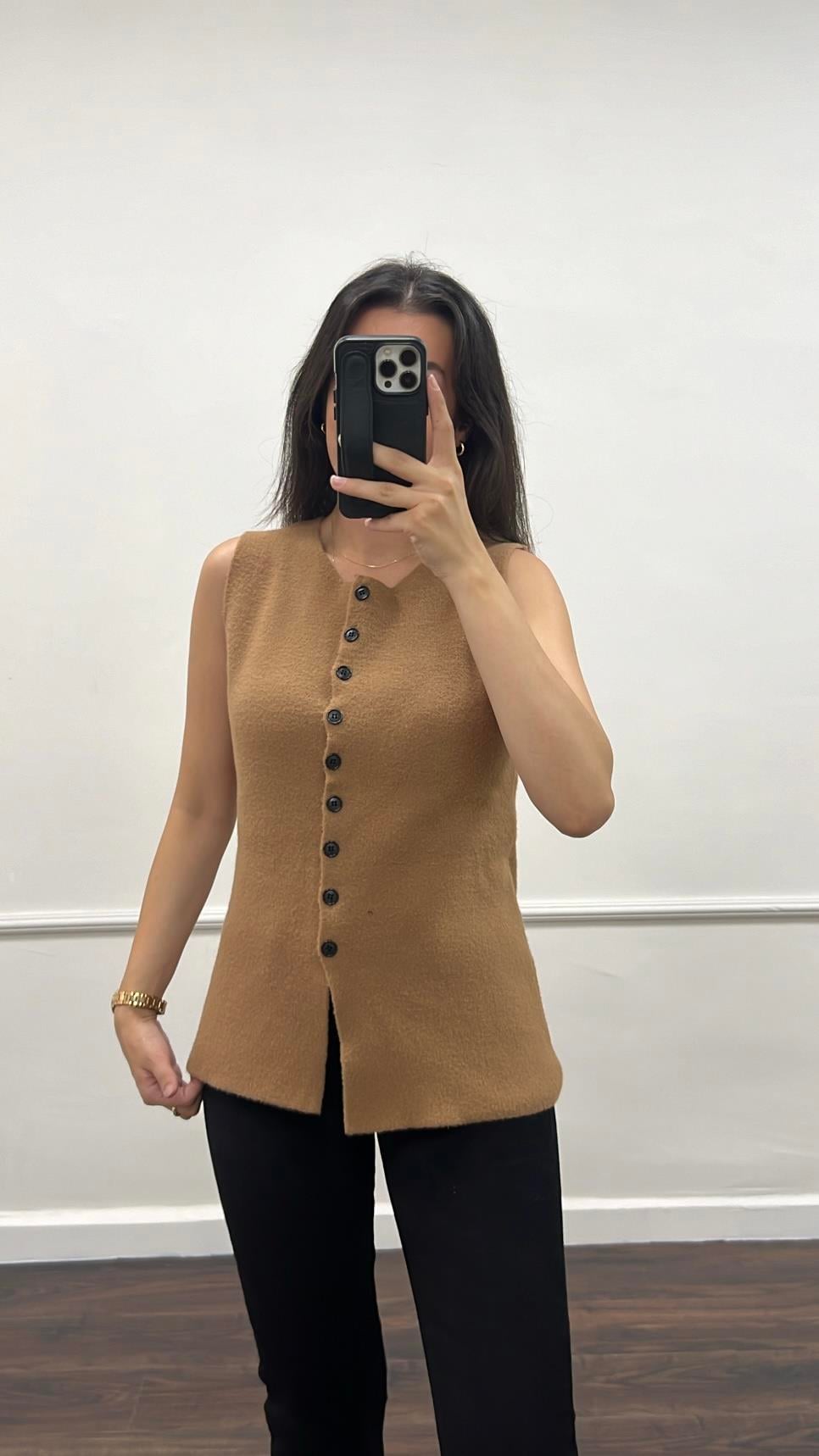 Riva Camel Organik Visyon Triko Yelek