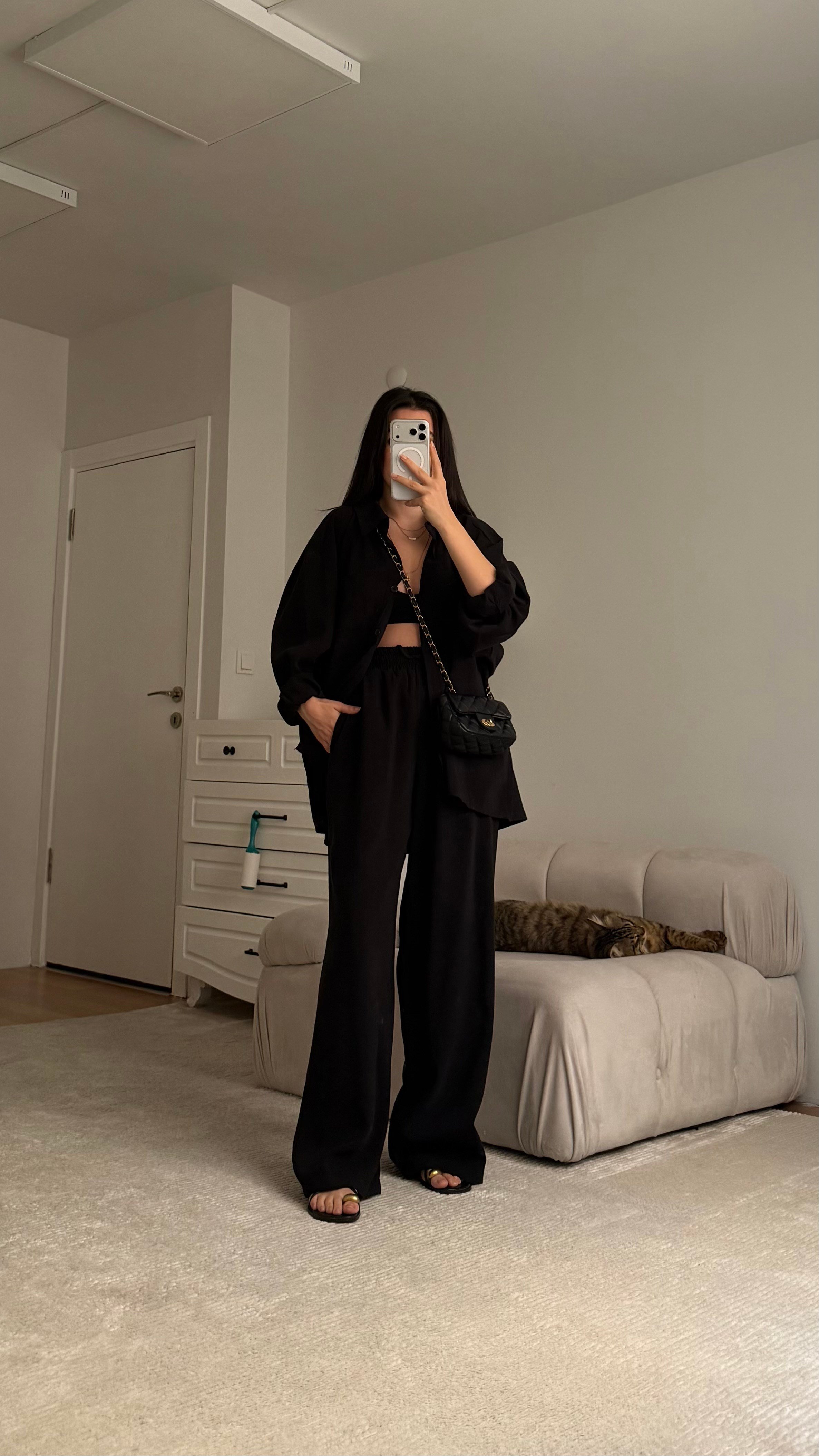 Siyah Çupra Gömlek Takım