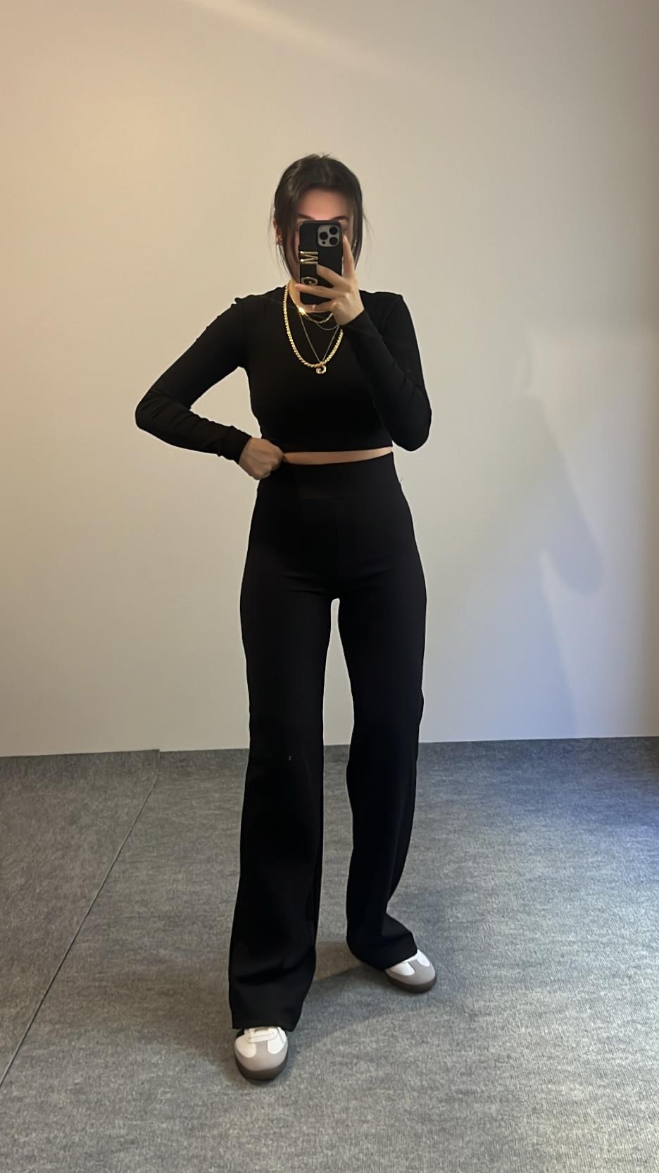 SİYAH FİTİLLİ İÇİ ŞARDONLU PALAZZO