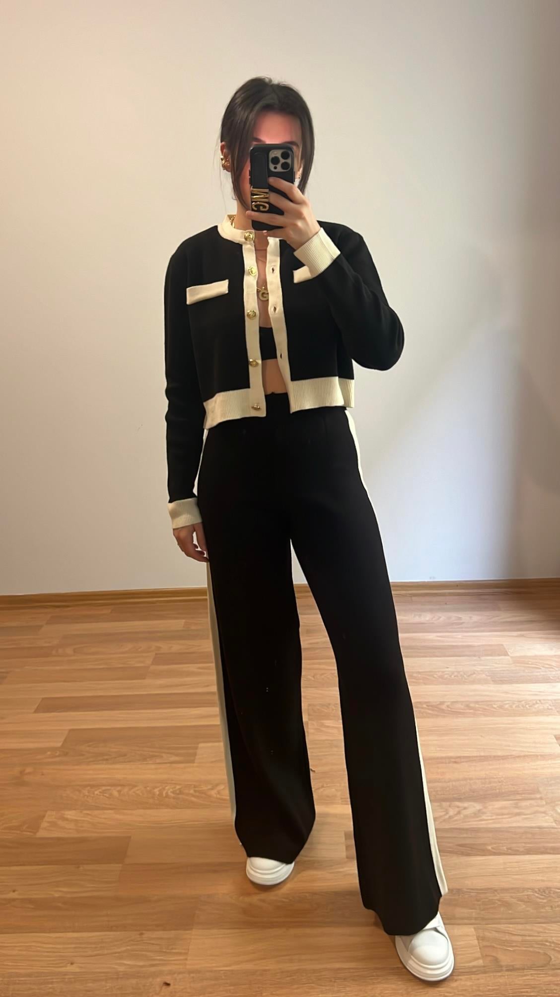 SİYAH HIRKA/PALAZZO TRİKO TAKIM