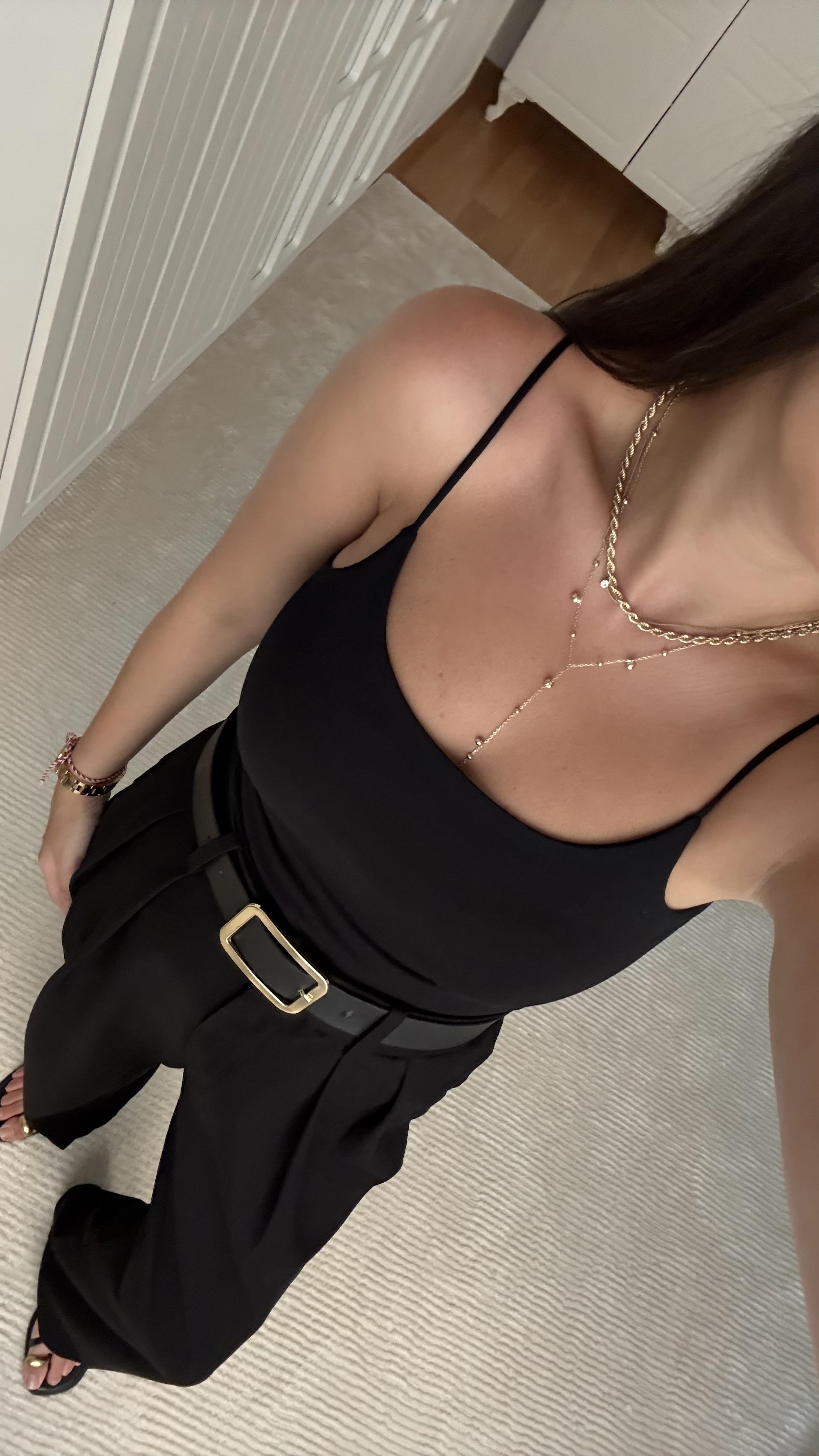 Siyah İp Askılı Bluz