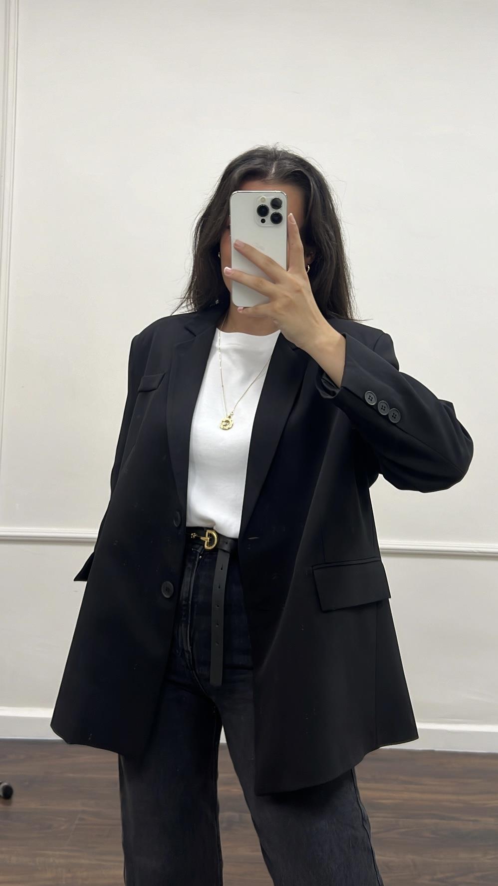 Siyah Oversize Blazer Ceket