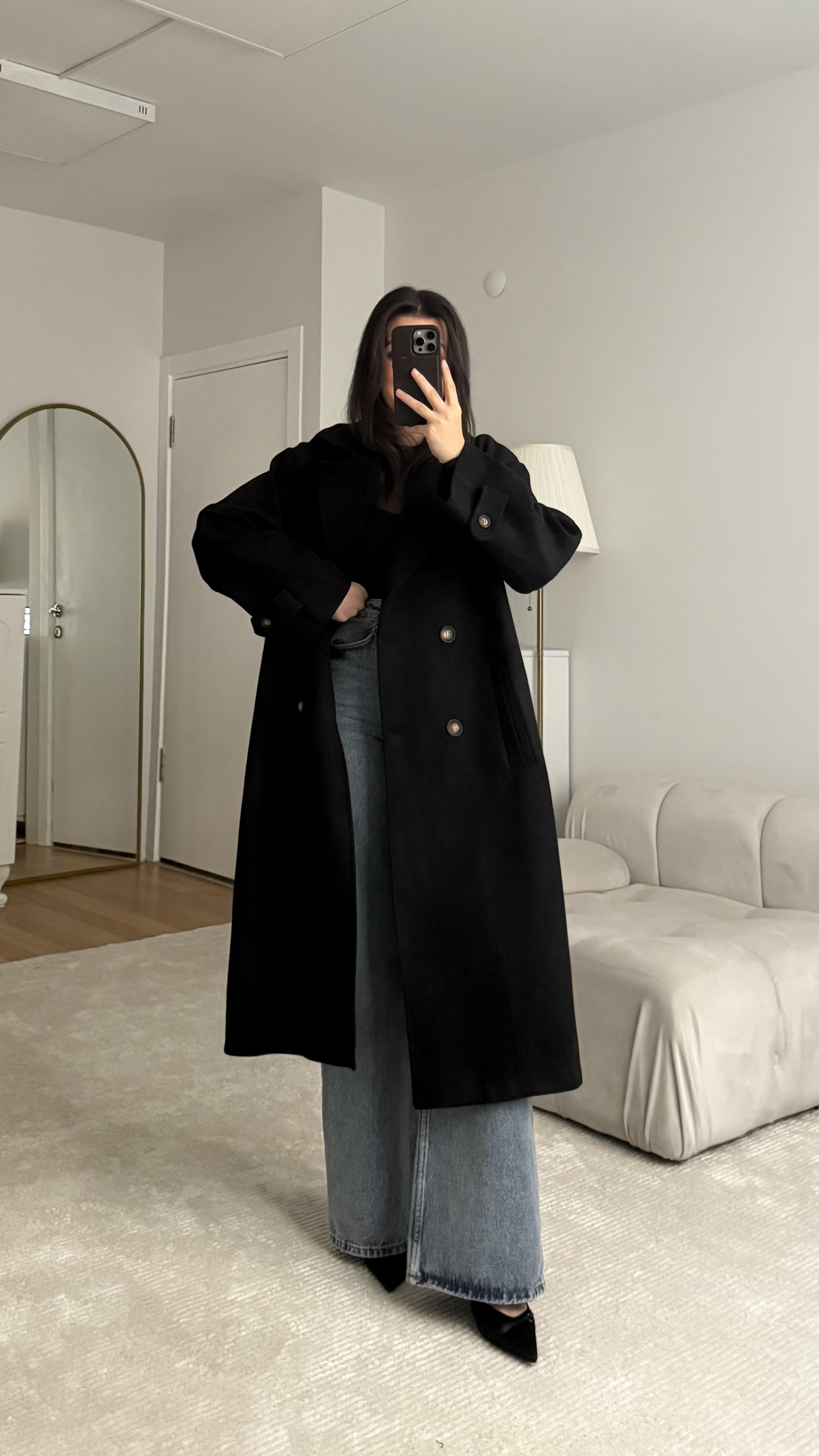 Siyah Premıum Kaşe Kaban 