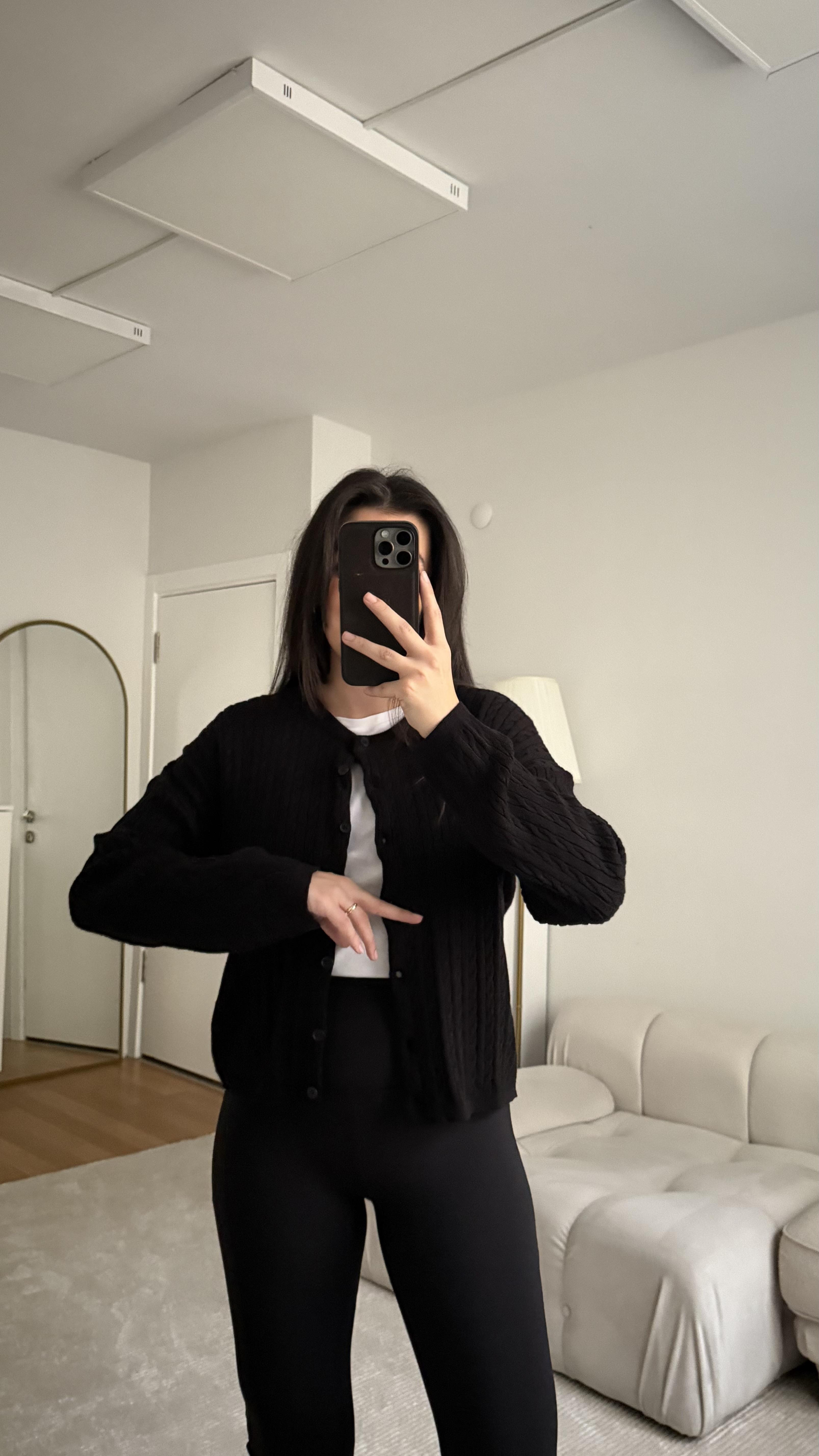 Siyah Saç Örme Premium Hırka