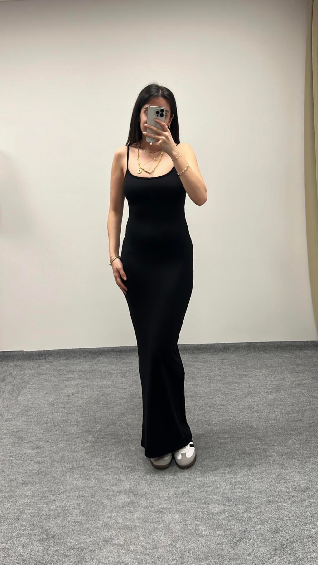 SİYAH SOFT TOUCH MAXİ ELBİSE