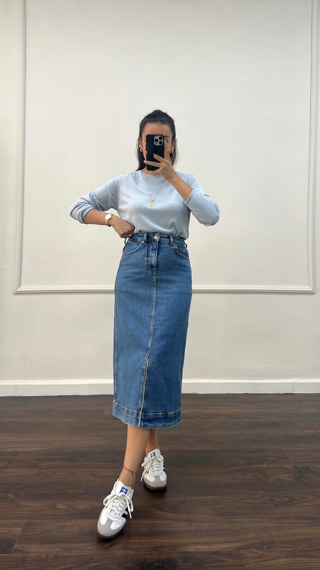 Sony Koyu Mavi Denim Etek