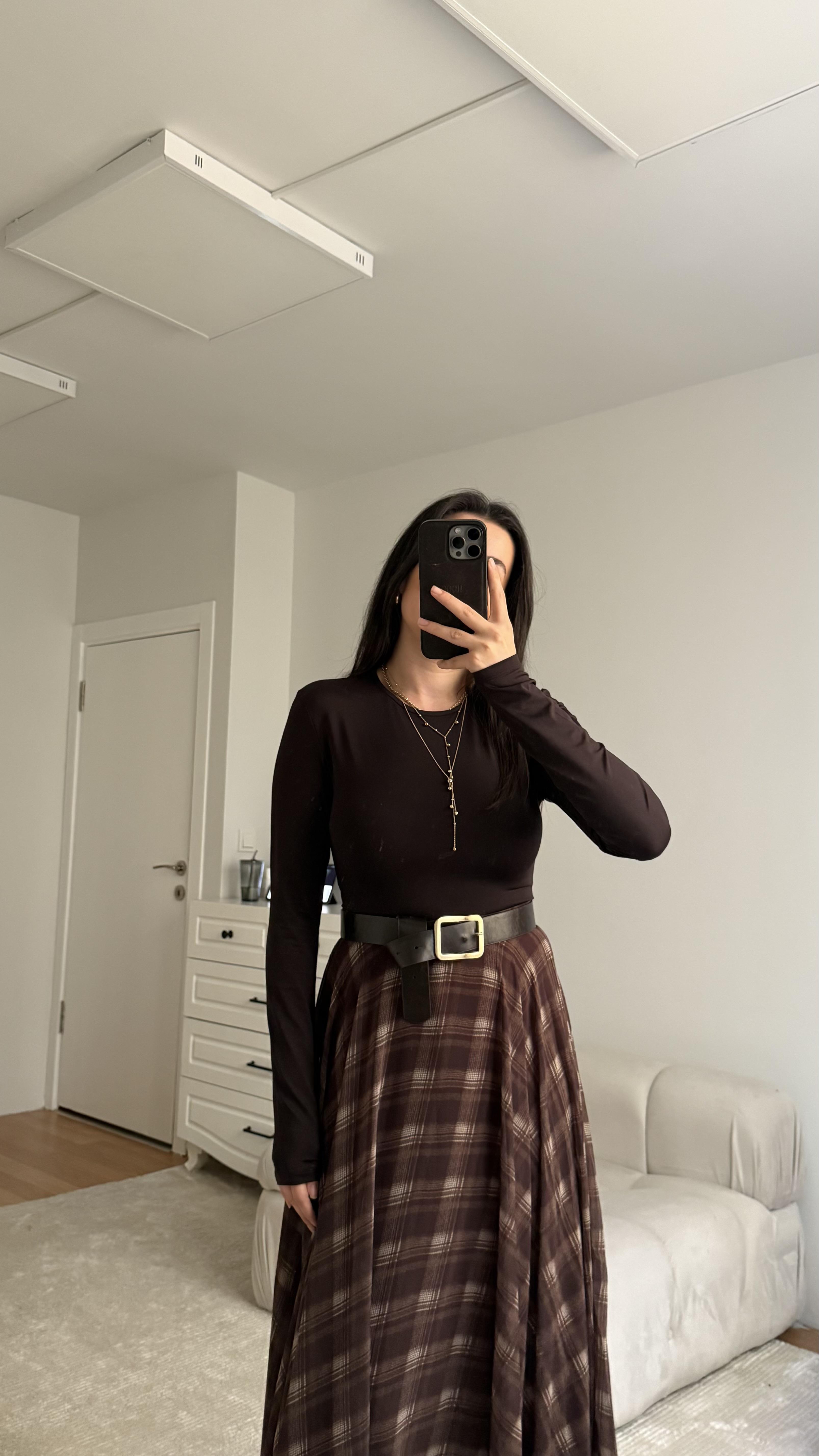 Star Acı Kahve Uzun Kollu Body Suit 