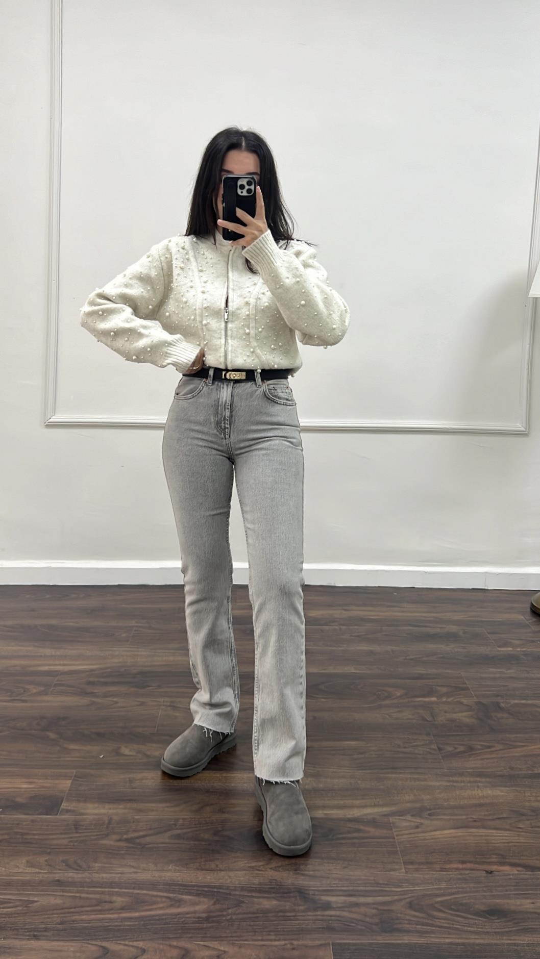 Star Açık Gri Straight Fit Jean