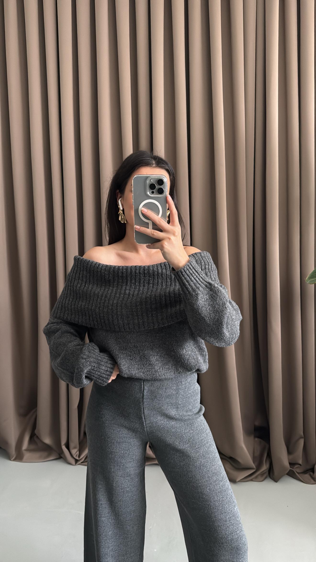 Star Antrasit Madonna Yaka Oversize Kazak