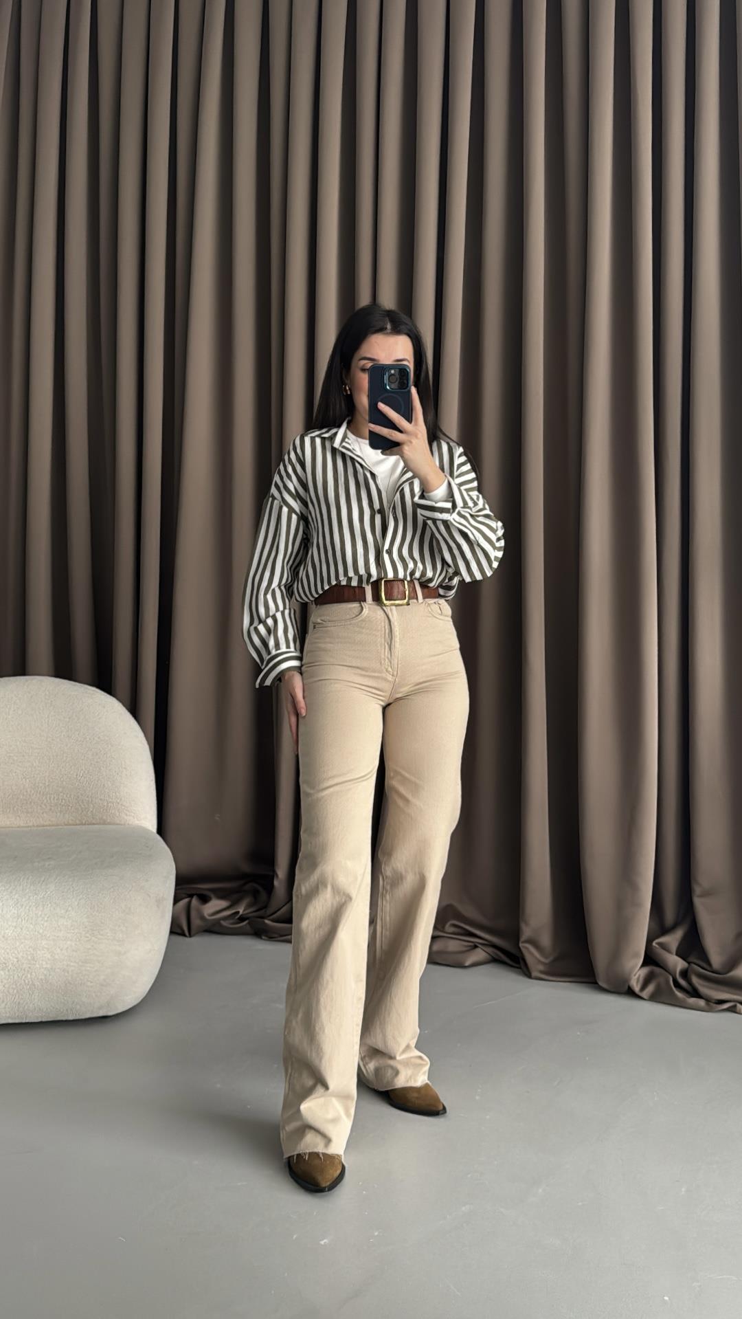 Star Bej Wide Leg Jean