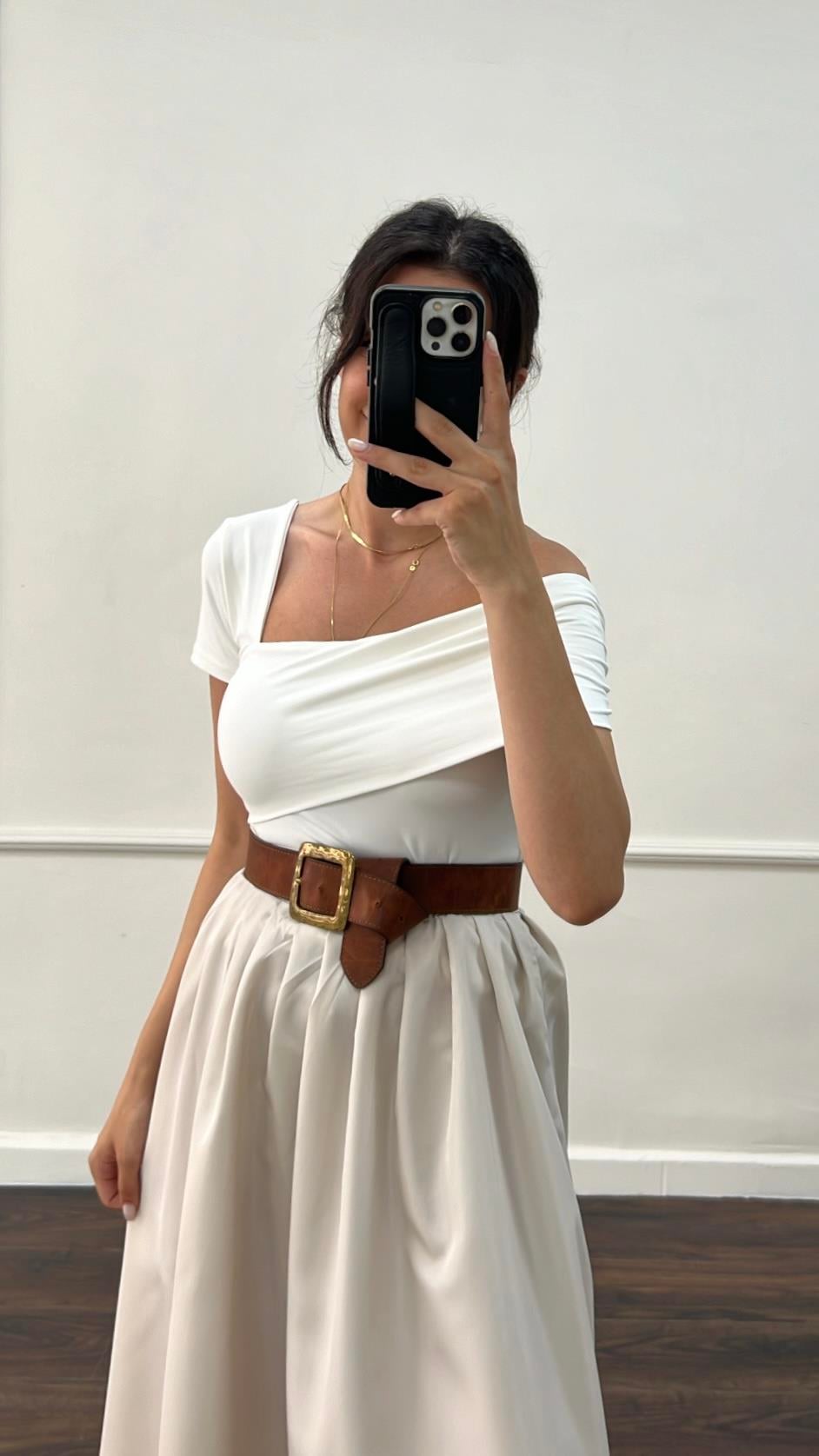 Star Beyaz Tasarım Bluz