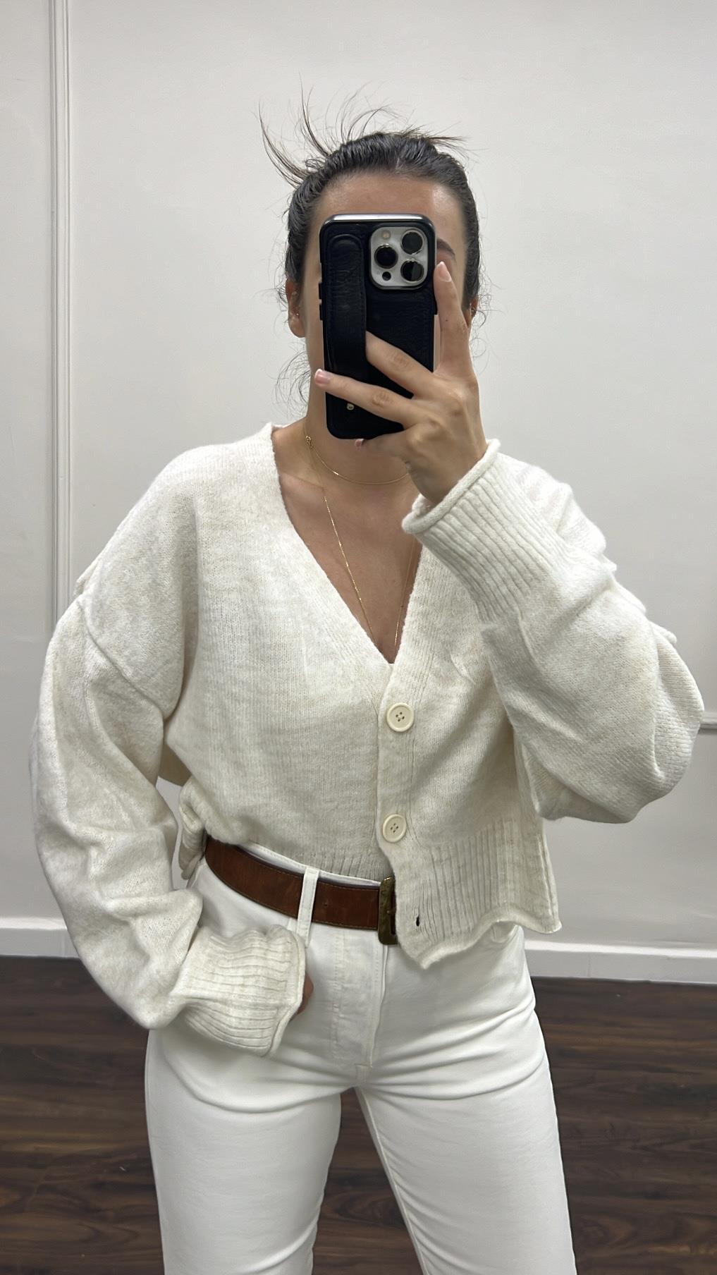 Star Ekru V Yaka Hırka