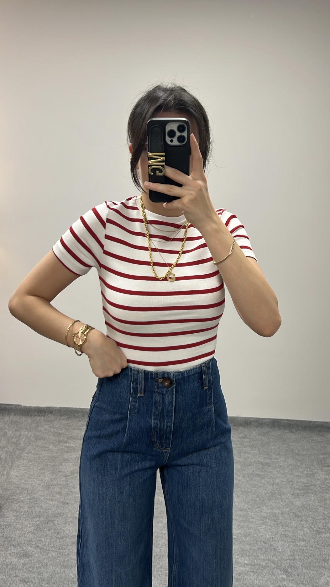 STAR KIRMIZI ÇİZGİLİ KISA KOLLU BASIC