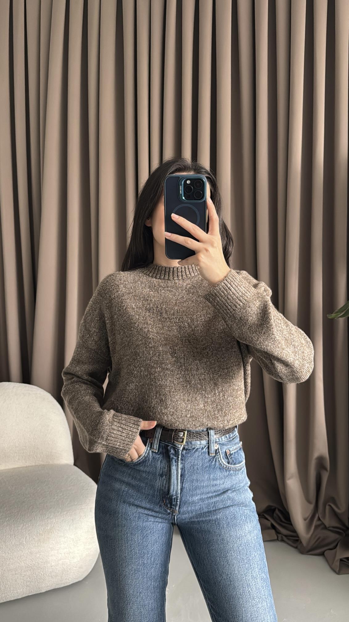 Star Koyu Vizon İnce Örme Kazak