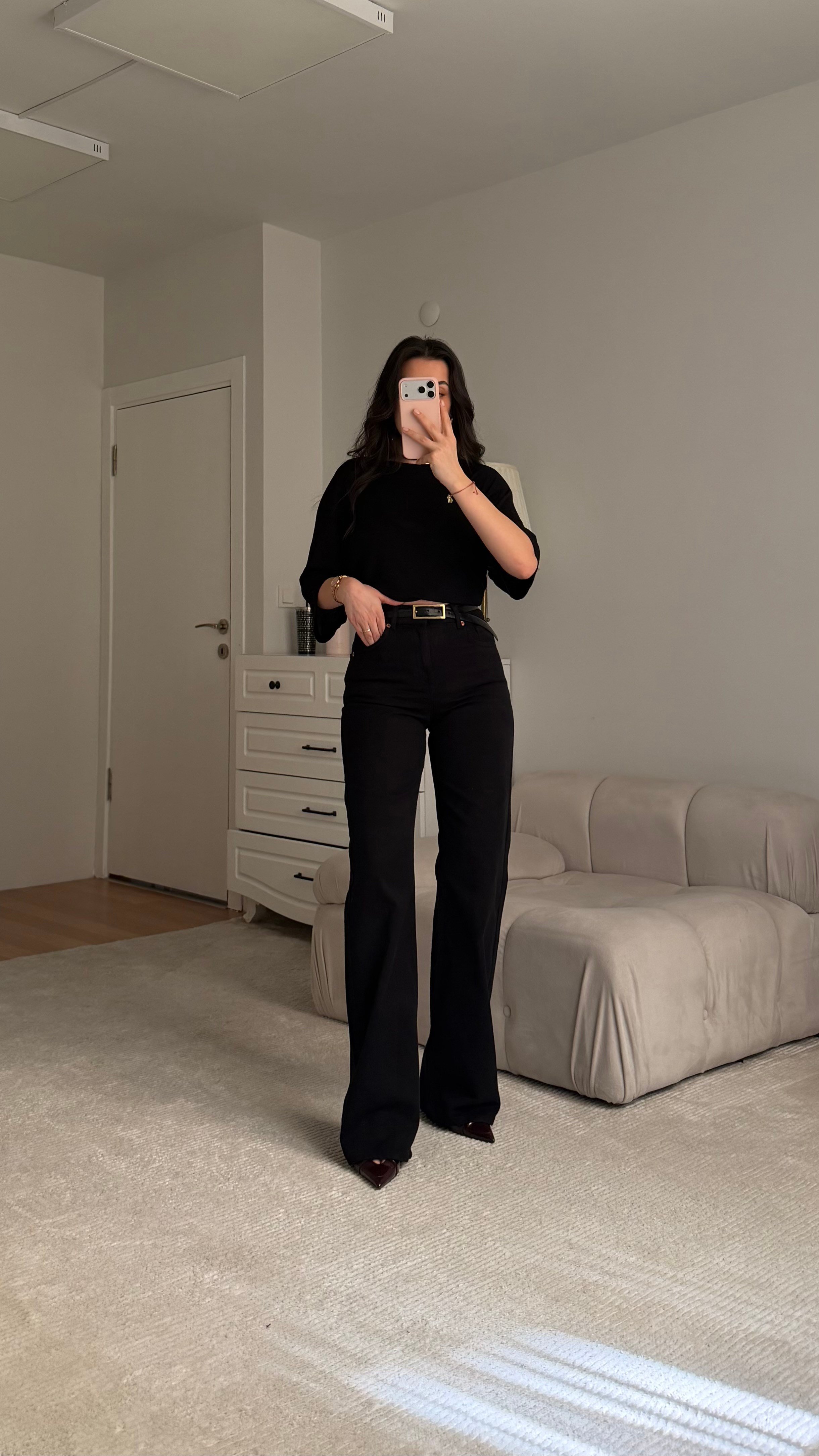 Star Siyah Wide Leg Jean