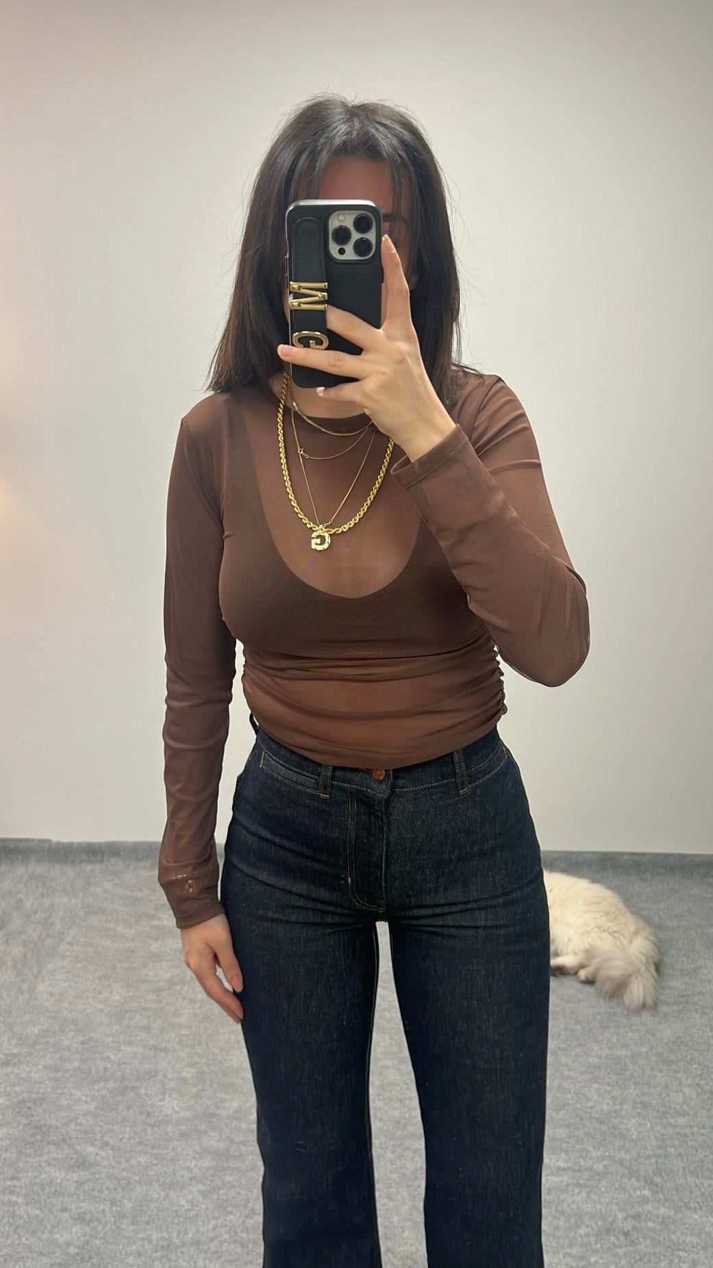 STAR TRANSPARAN ACI KAHVE BLUZ