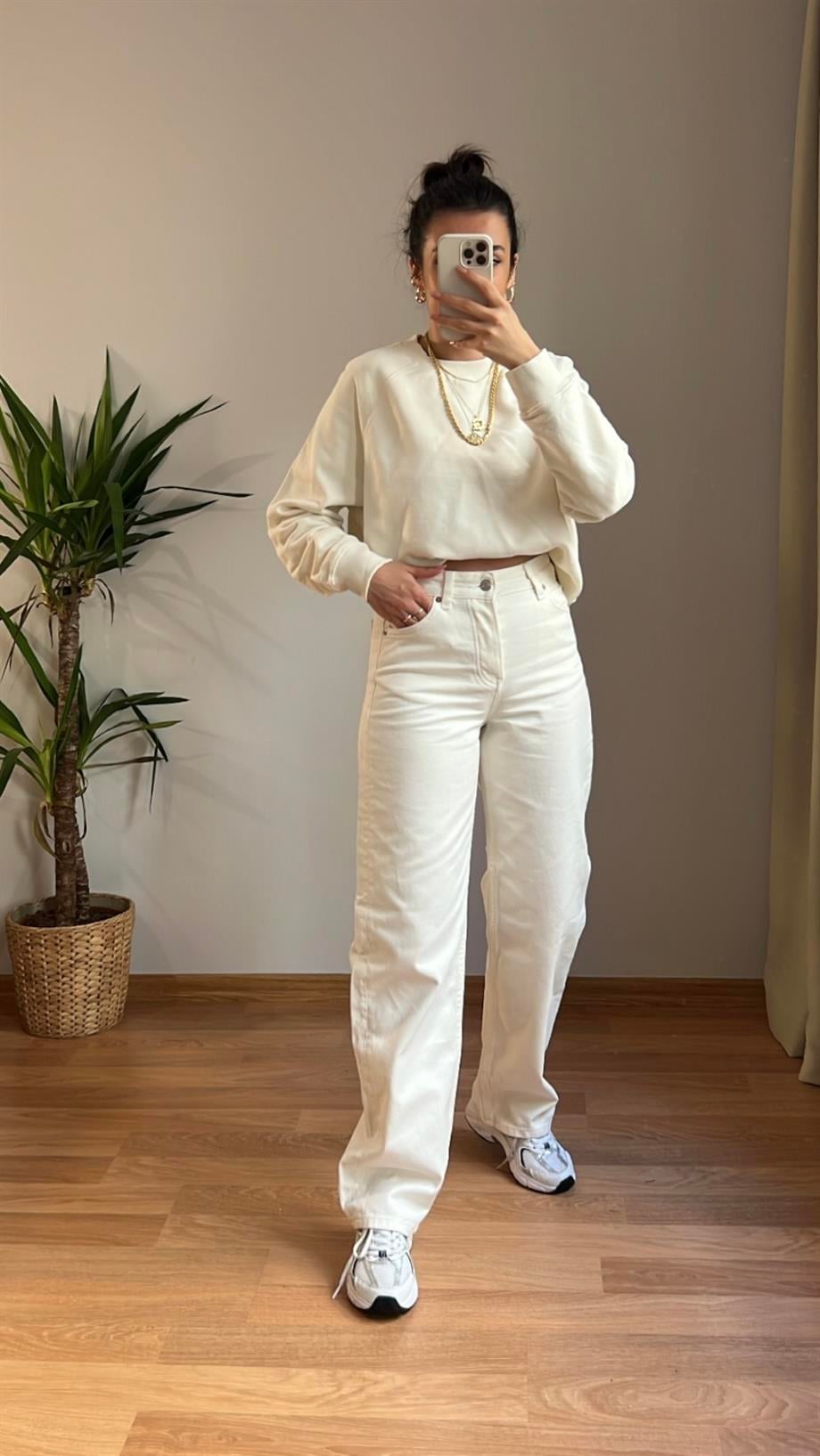 Stori Ekru Wide Leg Jean