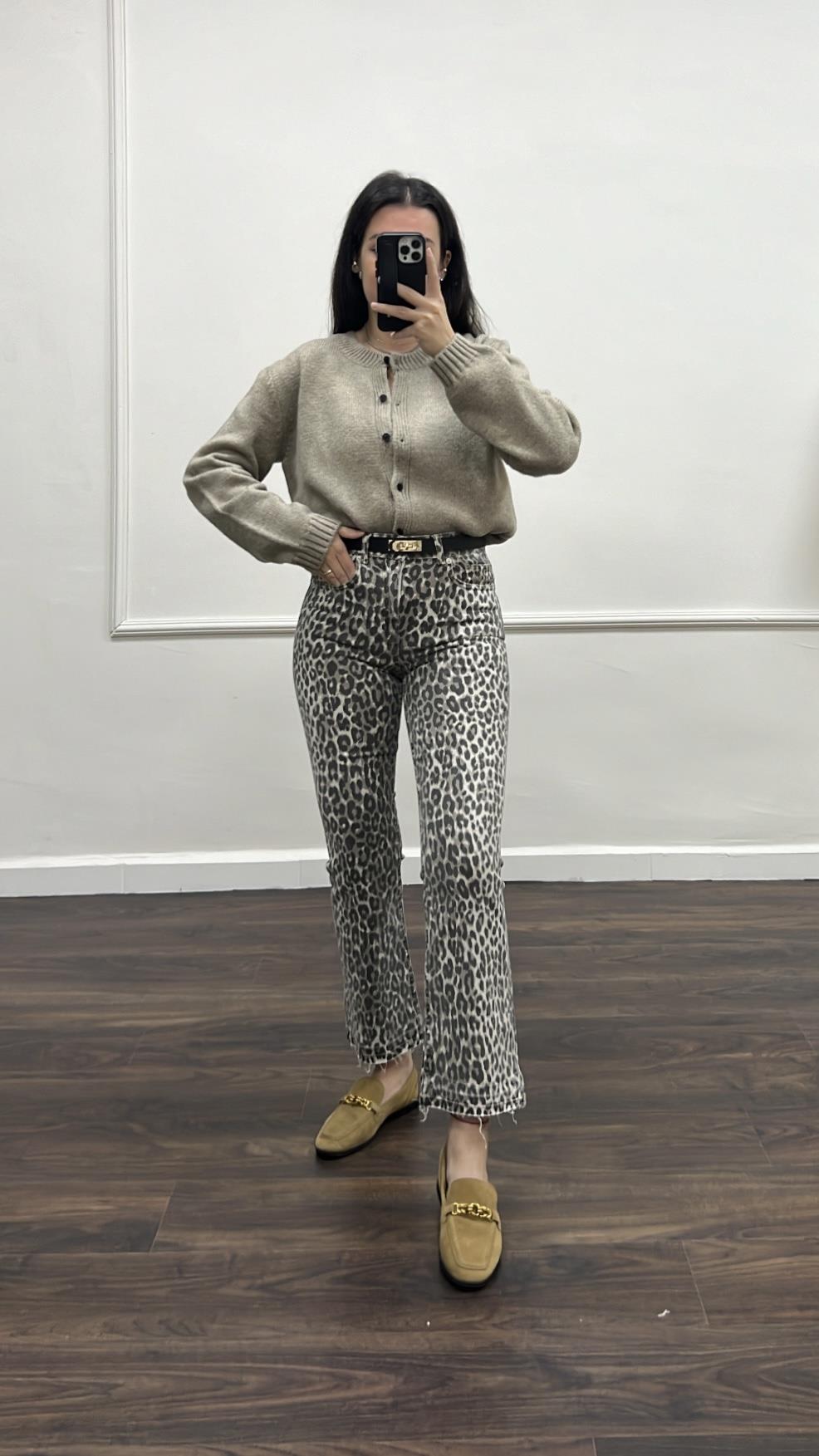 Tall Leopar Crop Flare Jean 