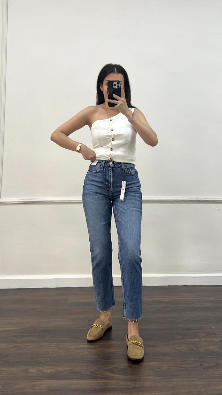 Top Koyu Mavi Straight Jean