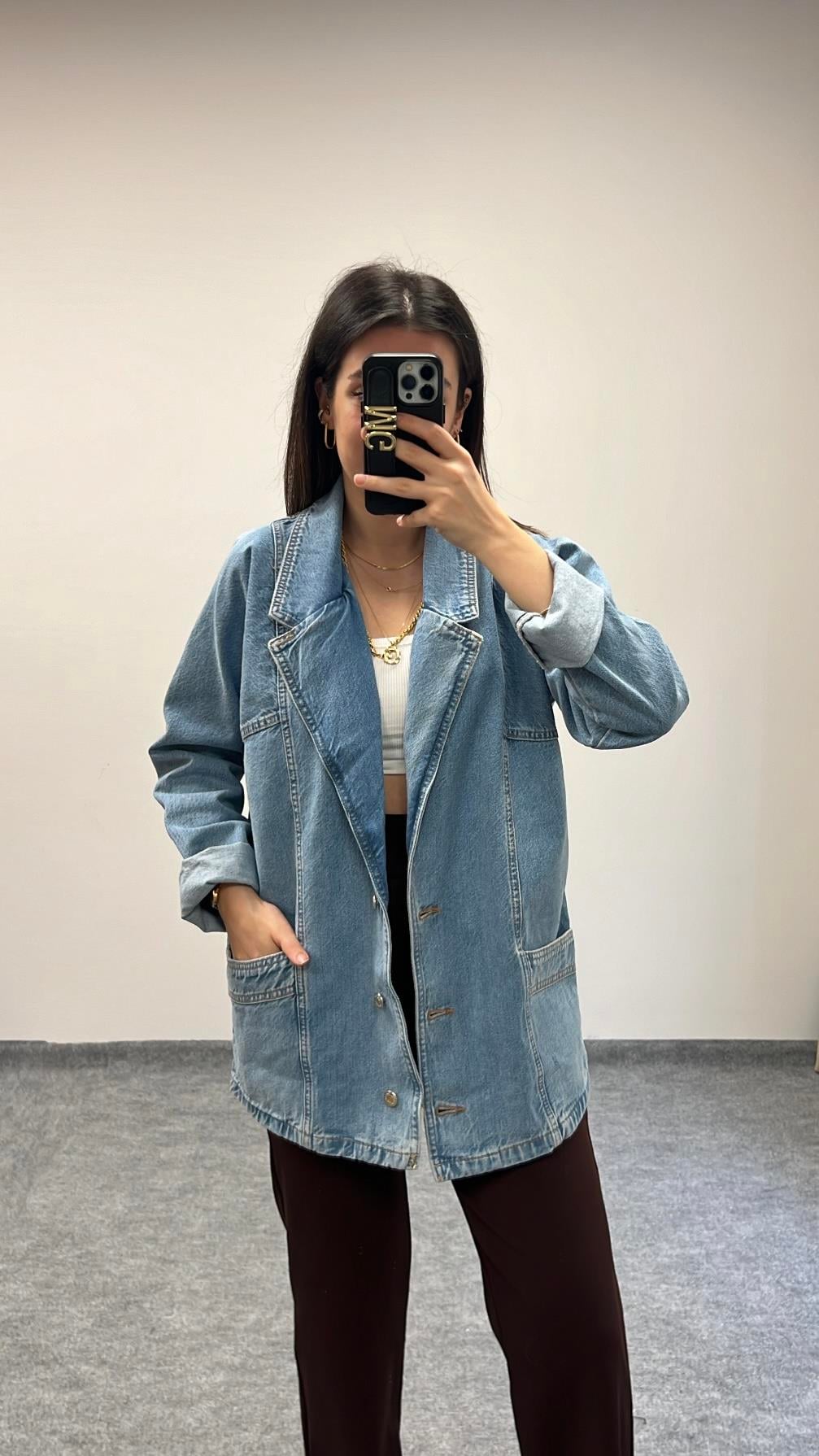 TOP KRUVAZE YAKA DENİM CEKET