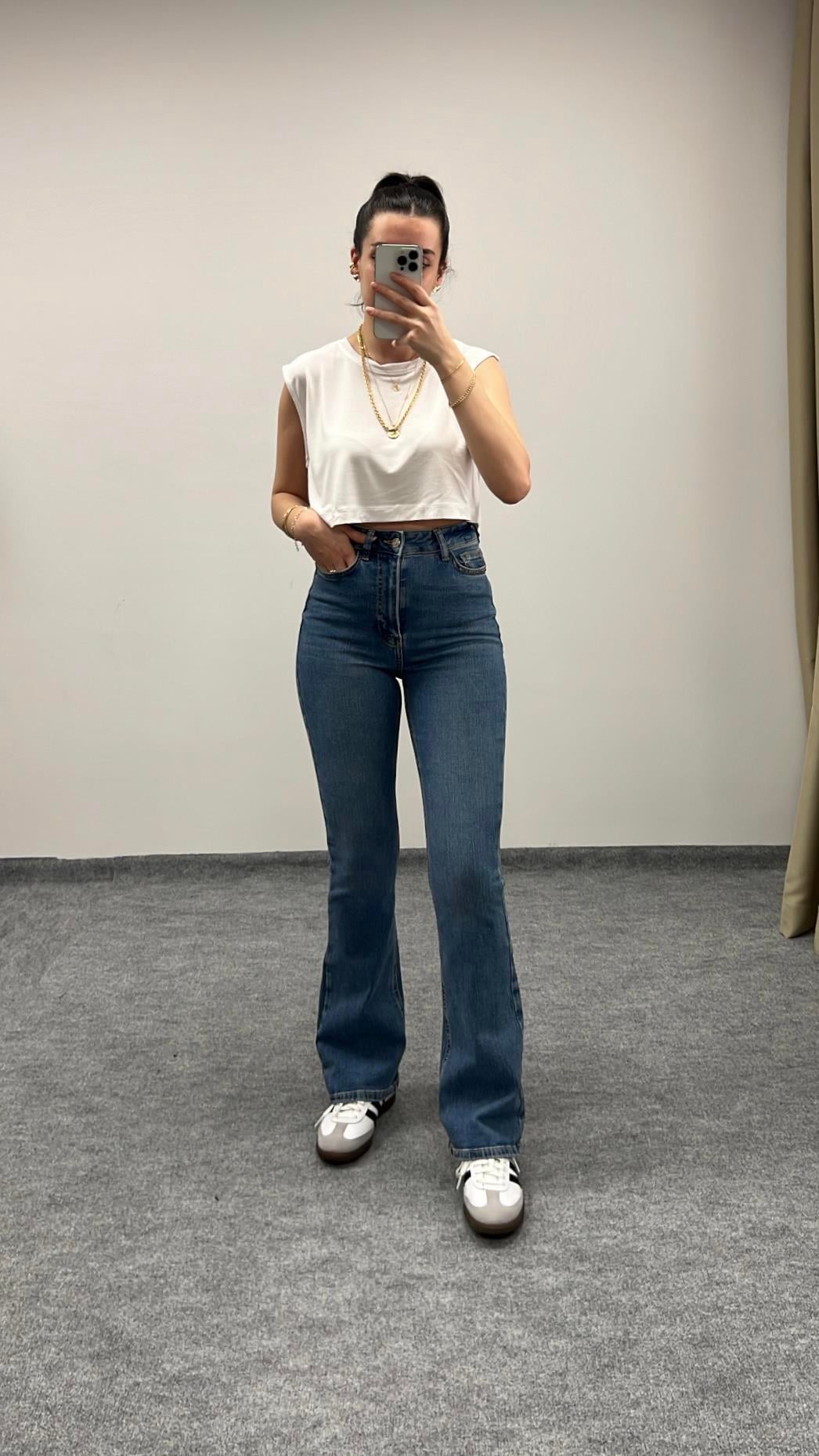 URBAN MAVİ LİKRALI FLARE JEAN 
