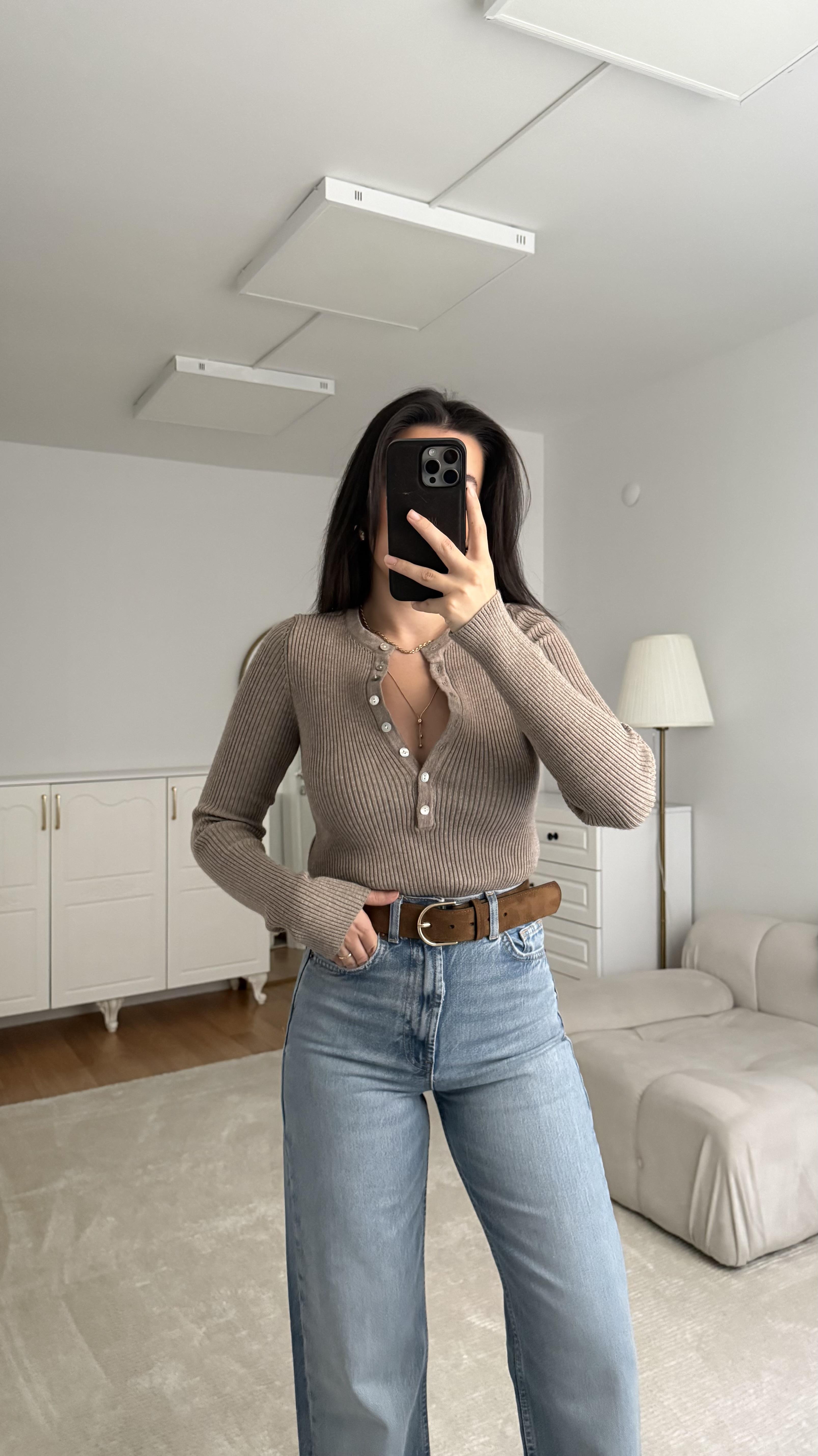 Vizon Bisiklet Yaka Düğmeli Triko