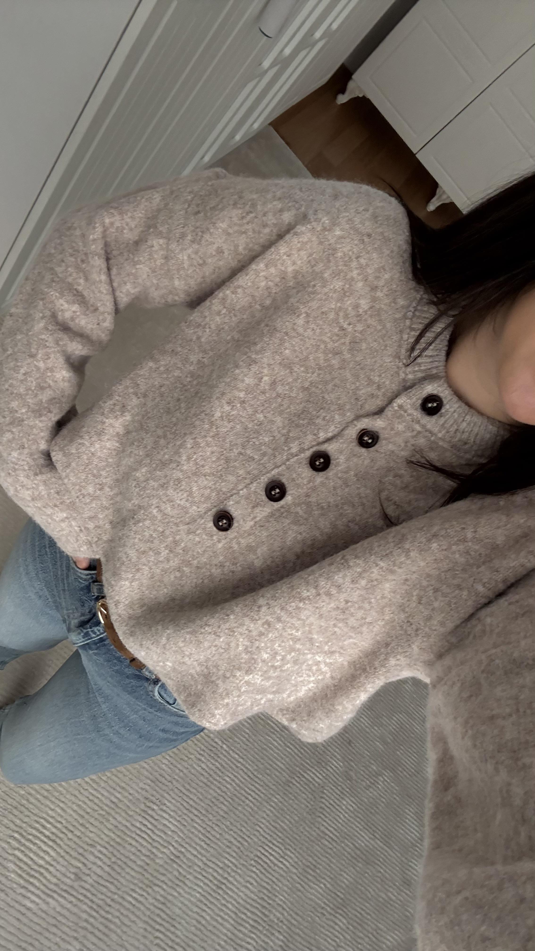 Vizon Düğmeli Bisiklet Yaka Triko Kazak