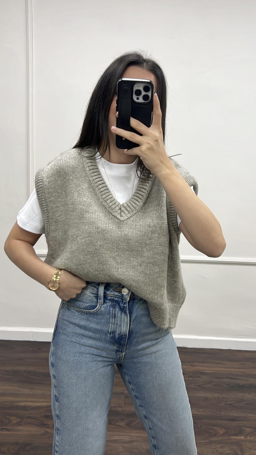 Vizon V Yaka Triko Süveter