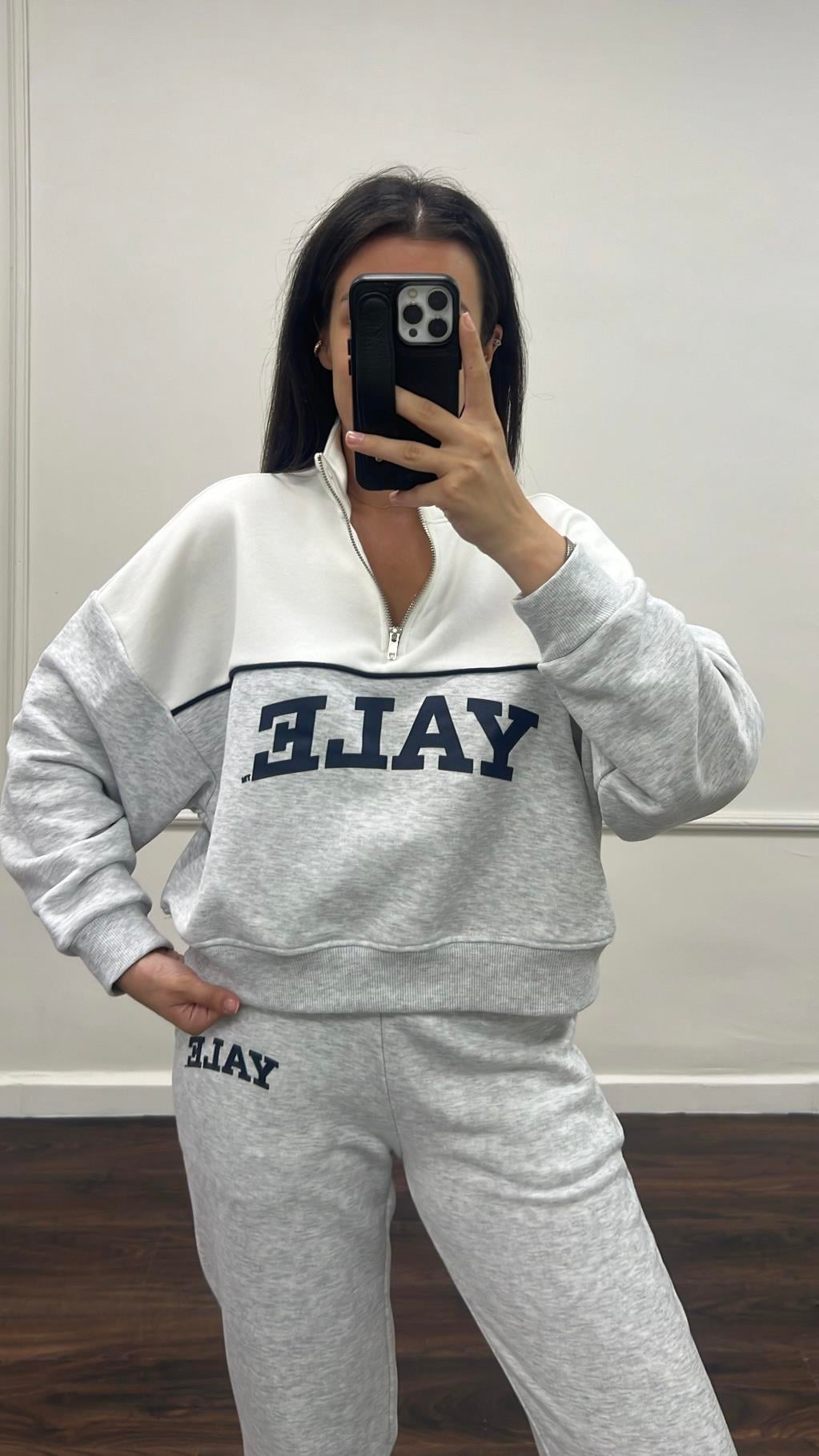 Yale Baskılı Fermuar Detay Sweatshirts 