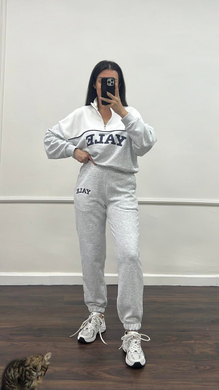 Yale Baskılı Gri Jogger Pantolon