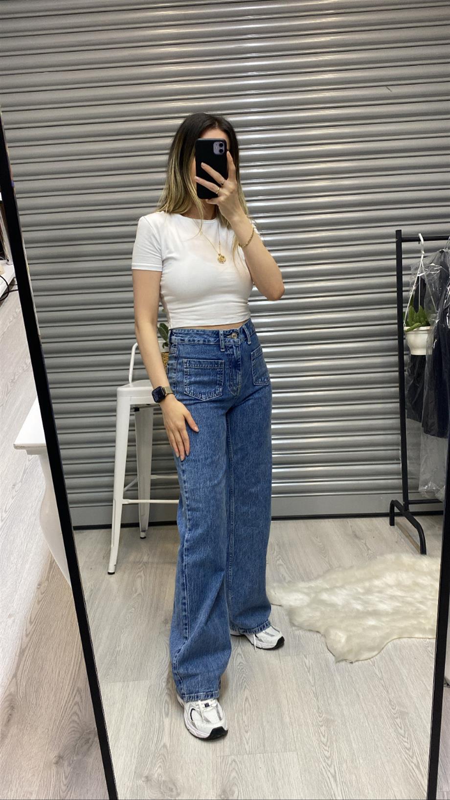Yama Cep Detay Blue Jean