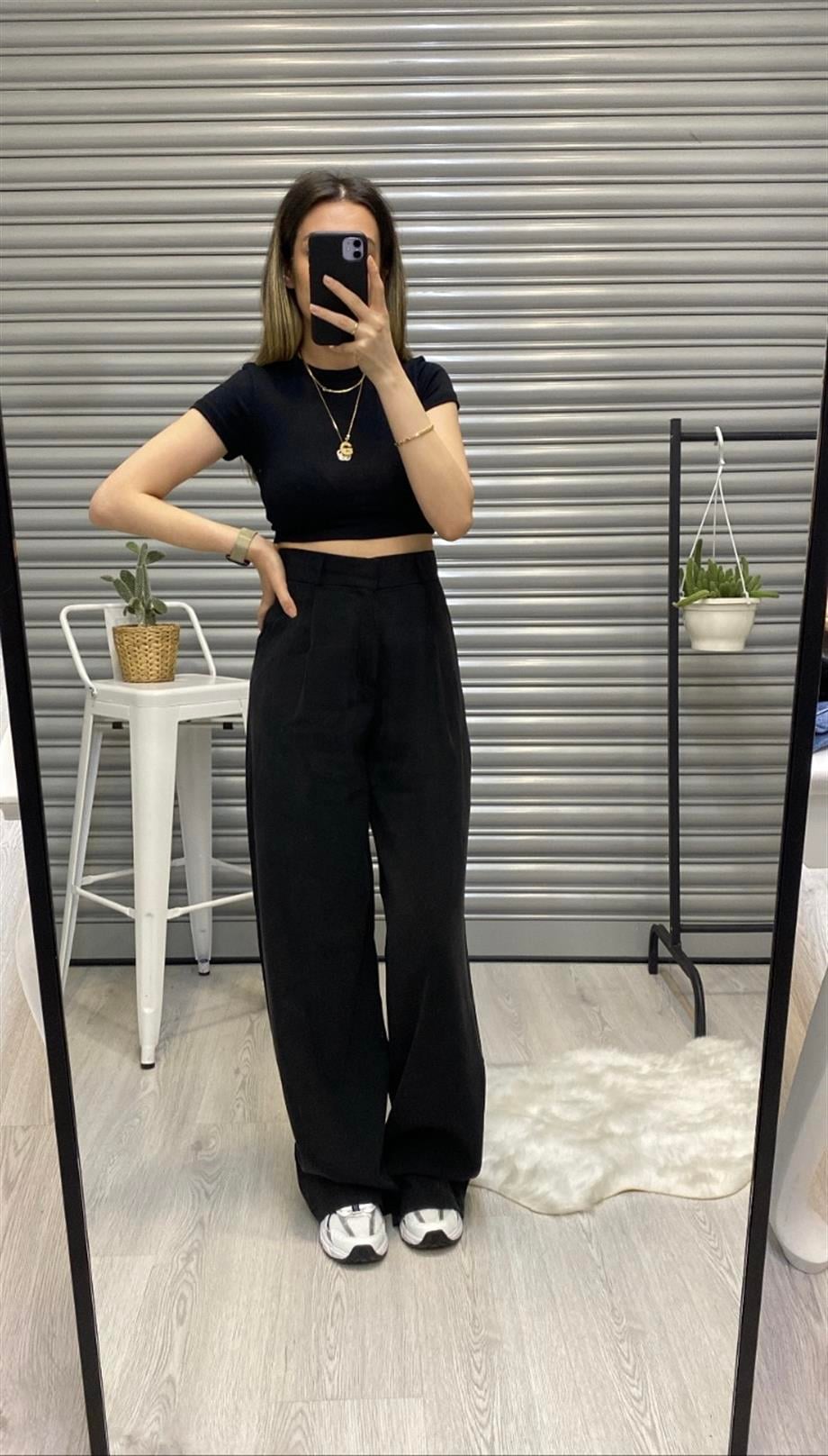 Zara Model Siyah Tensel Pantolon 