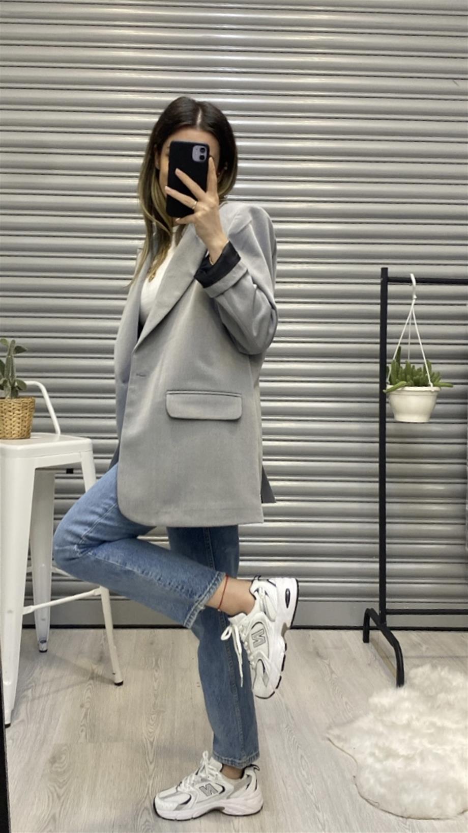 ZR GRİ OVERSİZ BLAZER CEKET