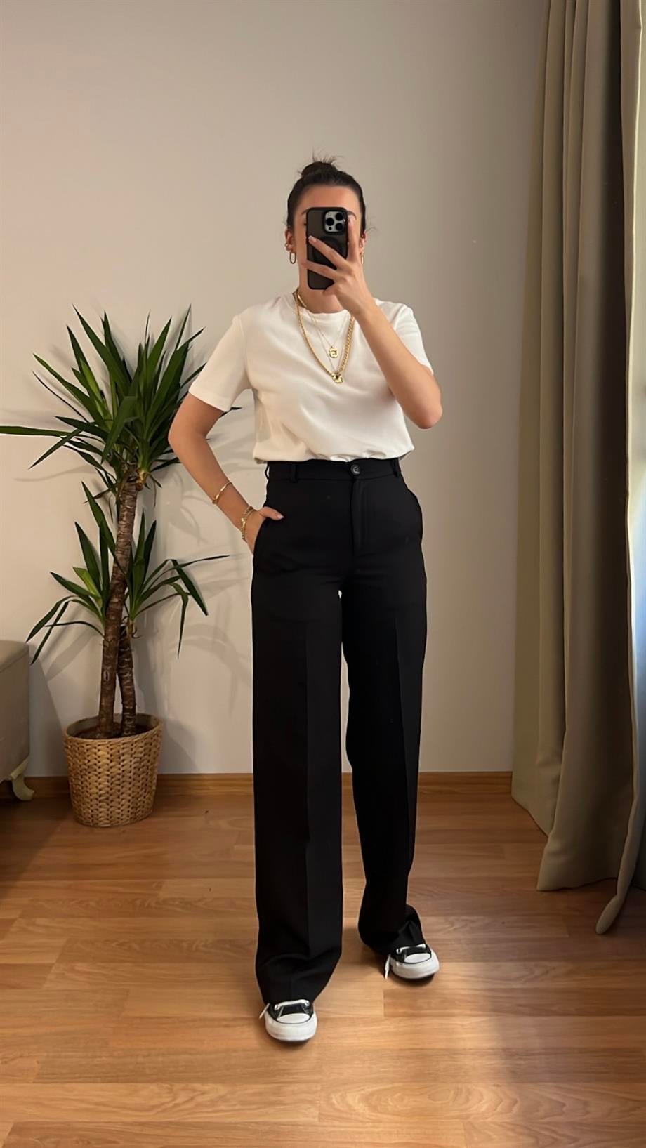 ZR SİYAH STRAIGHT KUMAŞ PANTOLON