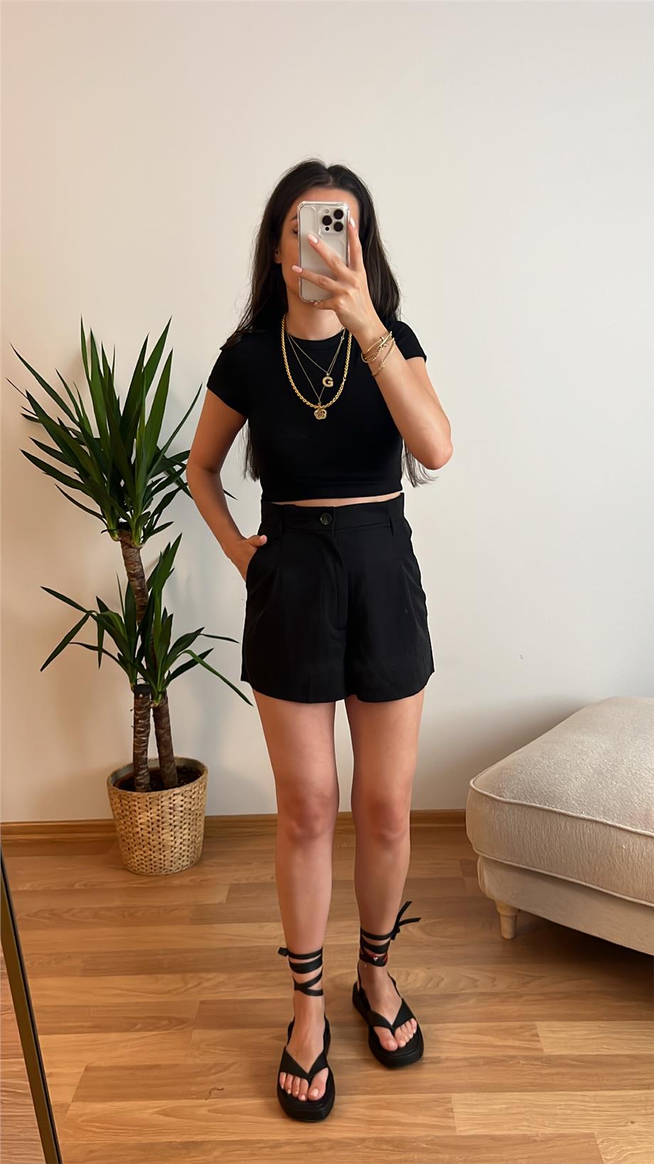 Zr Siyah Tensel Şort