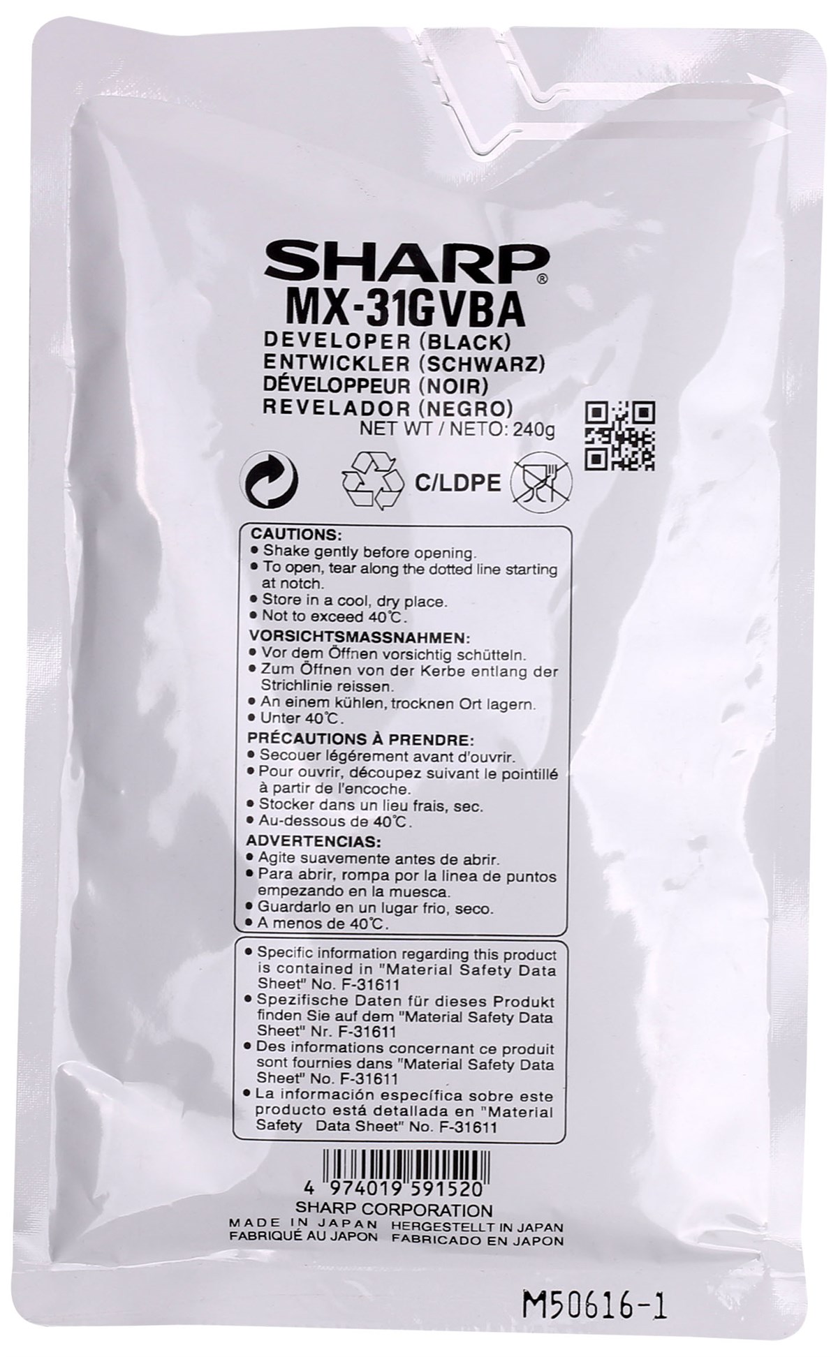 Sharp MX-31GVBA Siyah Orjinal Developer MX 2301-MX 2600-MX 3100