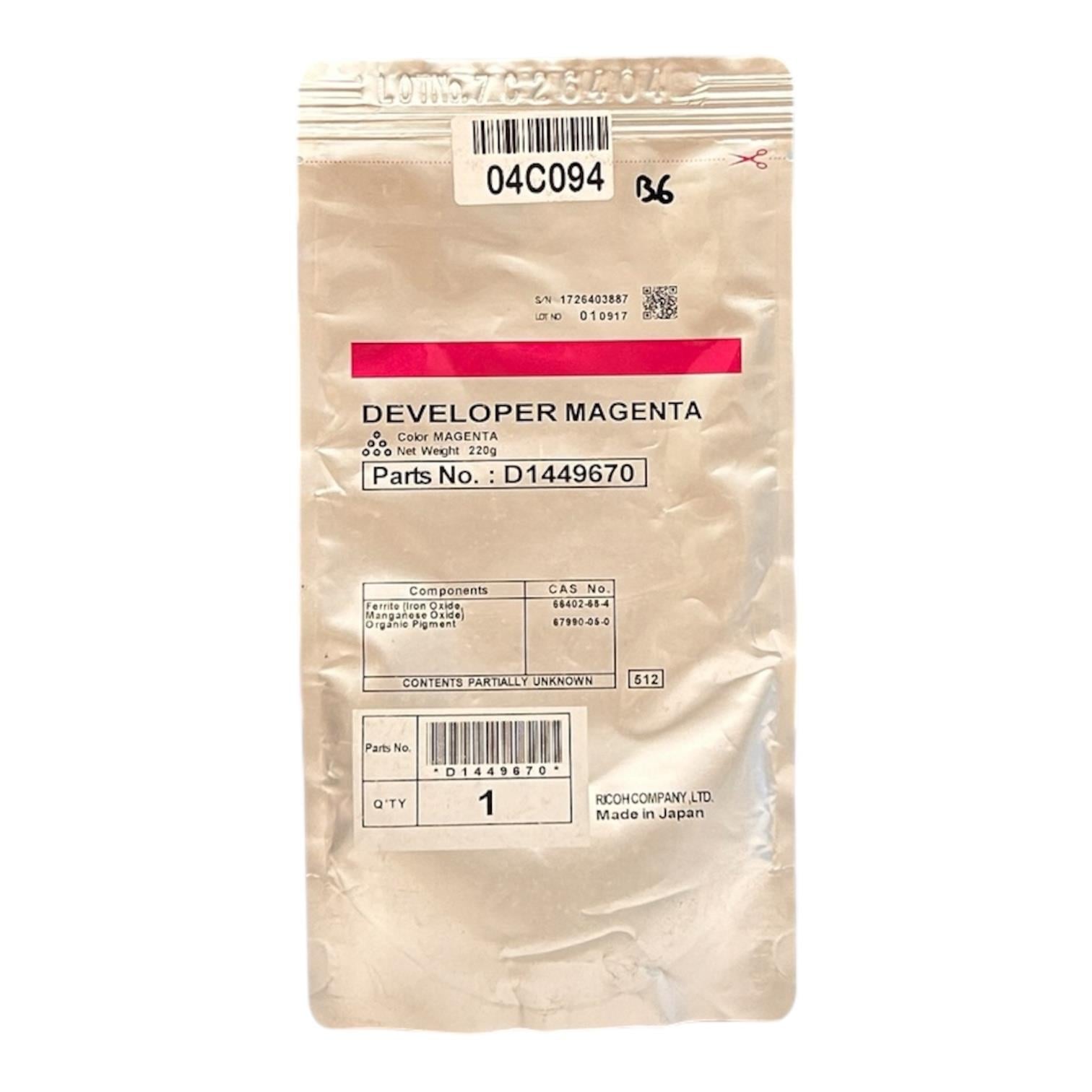 Ricoh MP-C 2800 Orjinal Kırmızı Developer MP-C 3300  4000  5000 SERİ D0239670