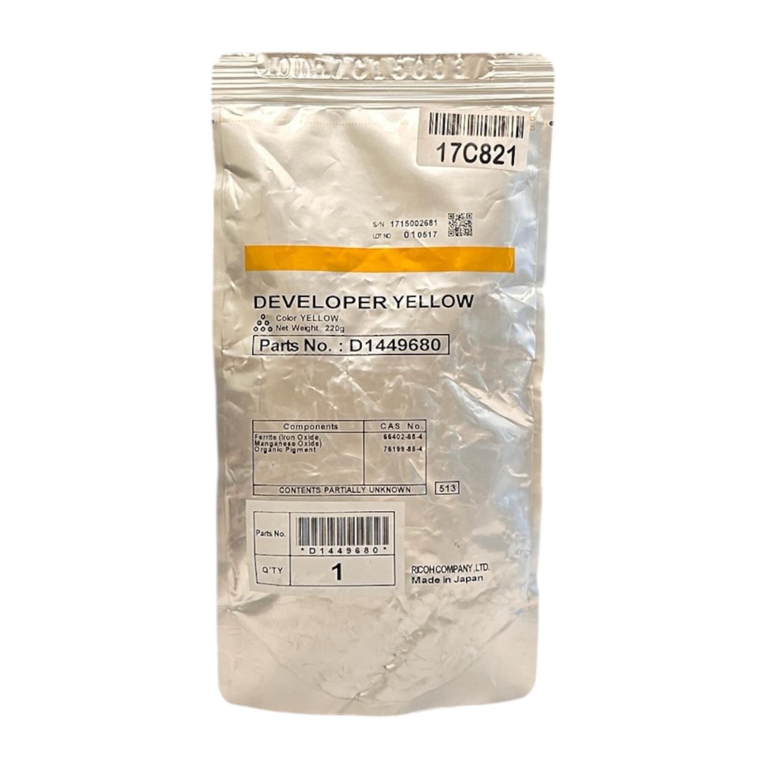 Ricoh MP-C 2800 Orjinal Sarı Developer MP-C 3300  4000  5000 D0239680